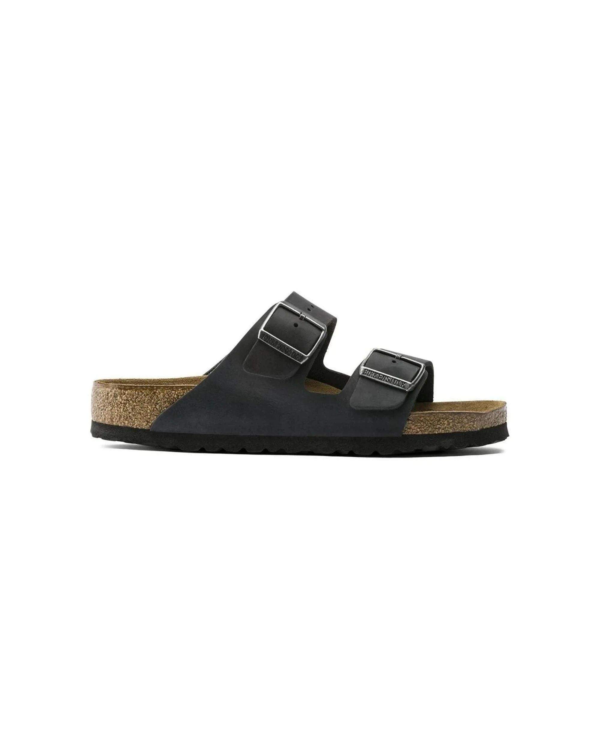 1 Birkenstock Arizona Oiled Leather Soft Footbed Sandals Regular BLACK, 1 of 7