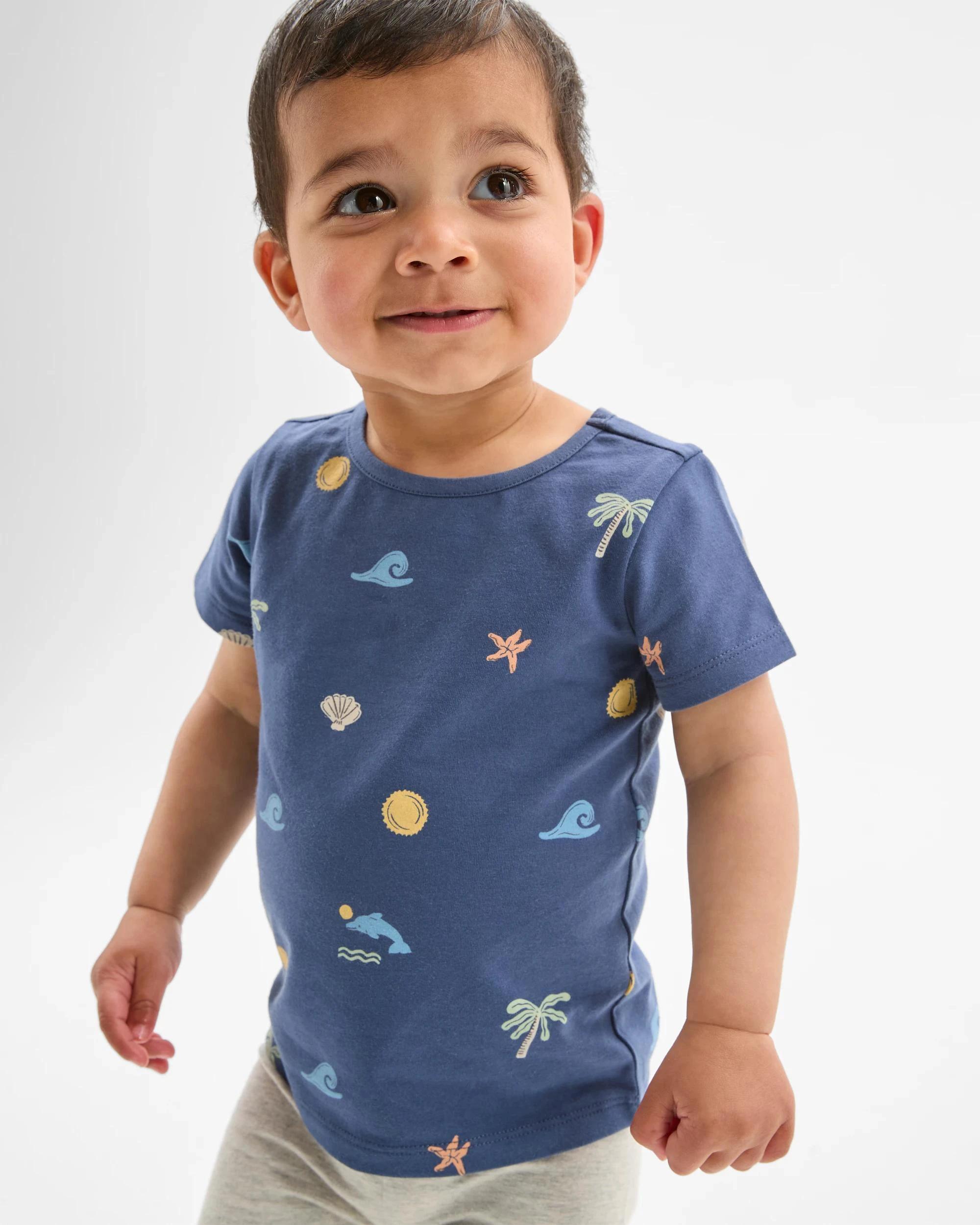 2 Target Baby Baby Organic Cotton Print Short Sleeve T-shirts 3 Pack BEACH ICONS, 2 of 5