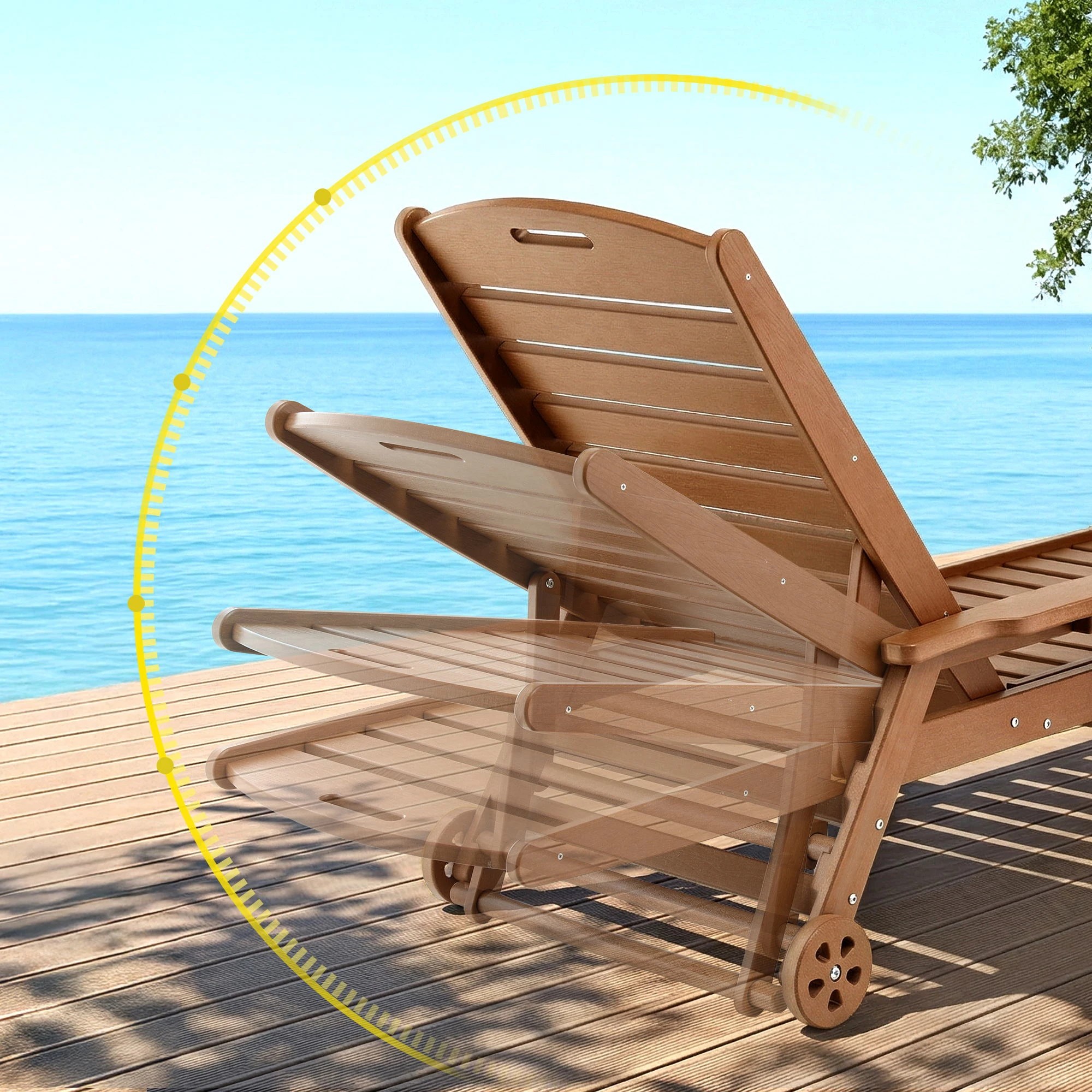 6 Gardeon Sun Lounge Lounger Table and Chairs Beach Chair HDPE Patio Outdoor Furniture Wheels - Multi, 6 of 9