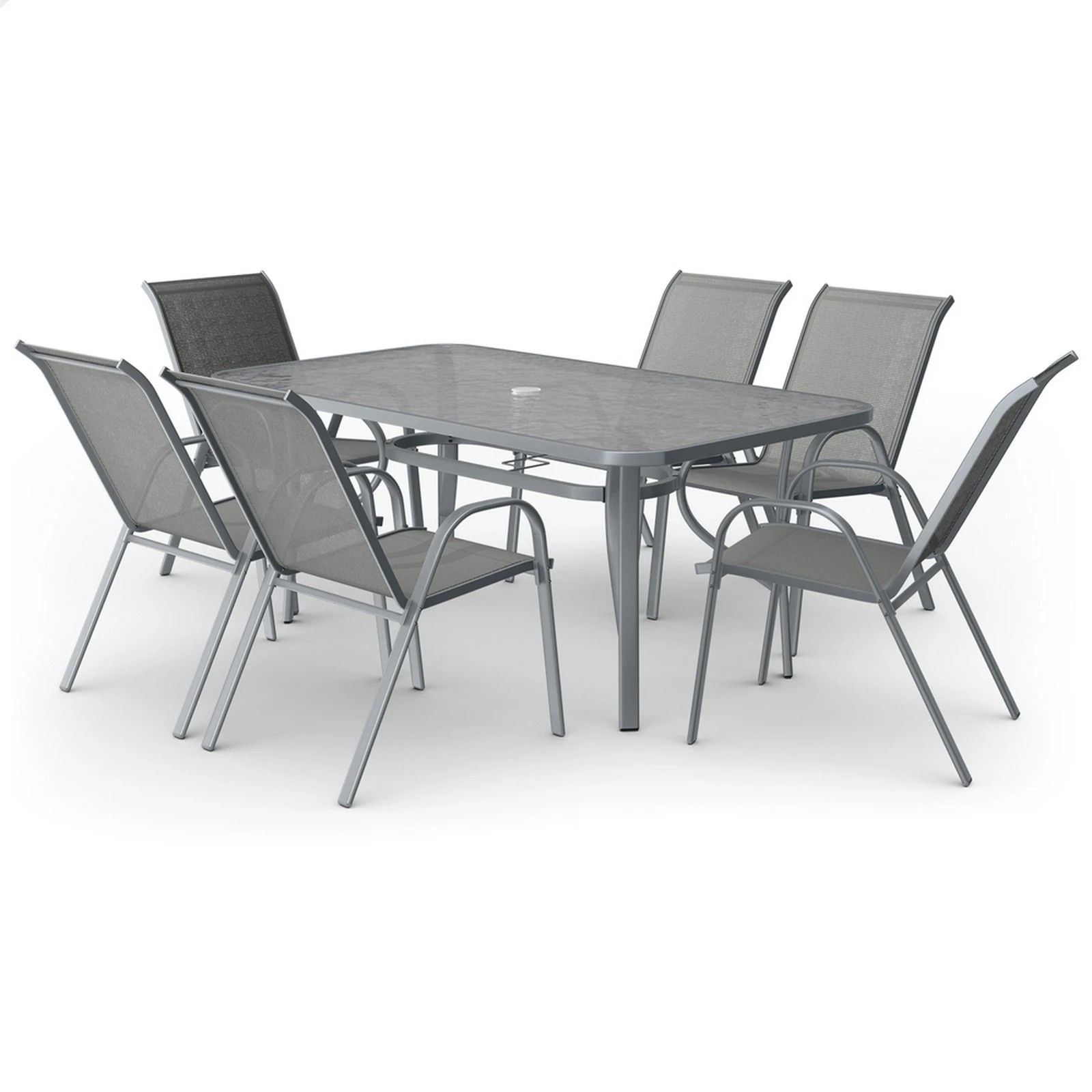 1 Alfordson 7PCS Outdoor Dining Set Patio Table and Chairs Garden Furniture - Grey, 1 of 10