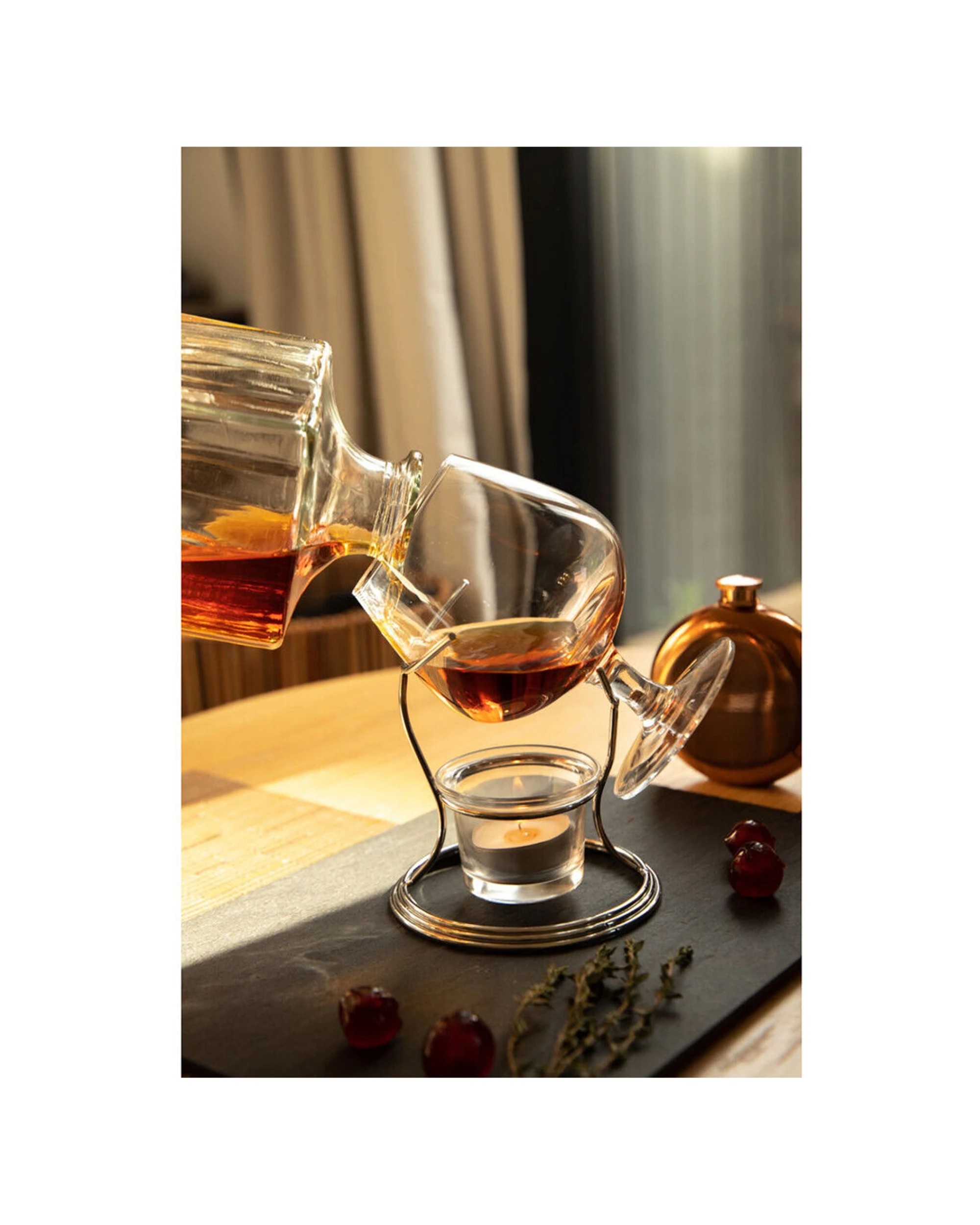 7 BarCraft 2PK Brandy And Cognac Glass Cup With Warmer Stand Set 350ml - Multi, 7 of 7