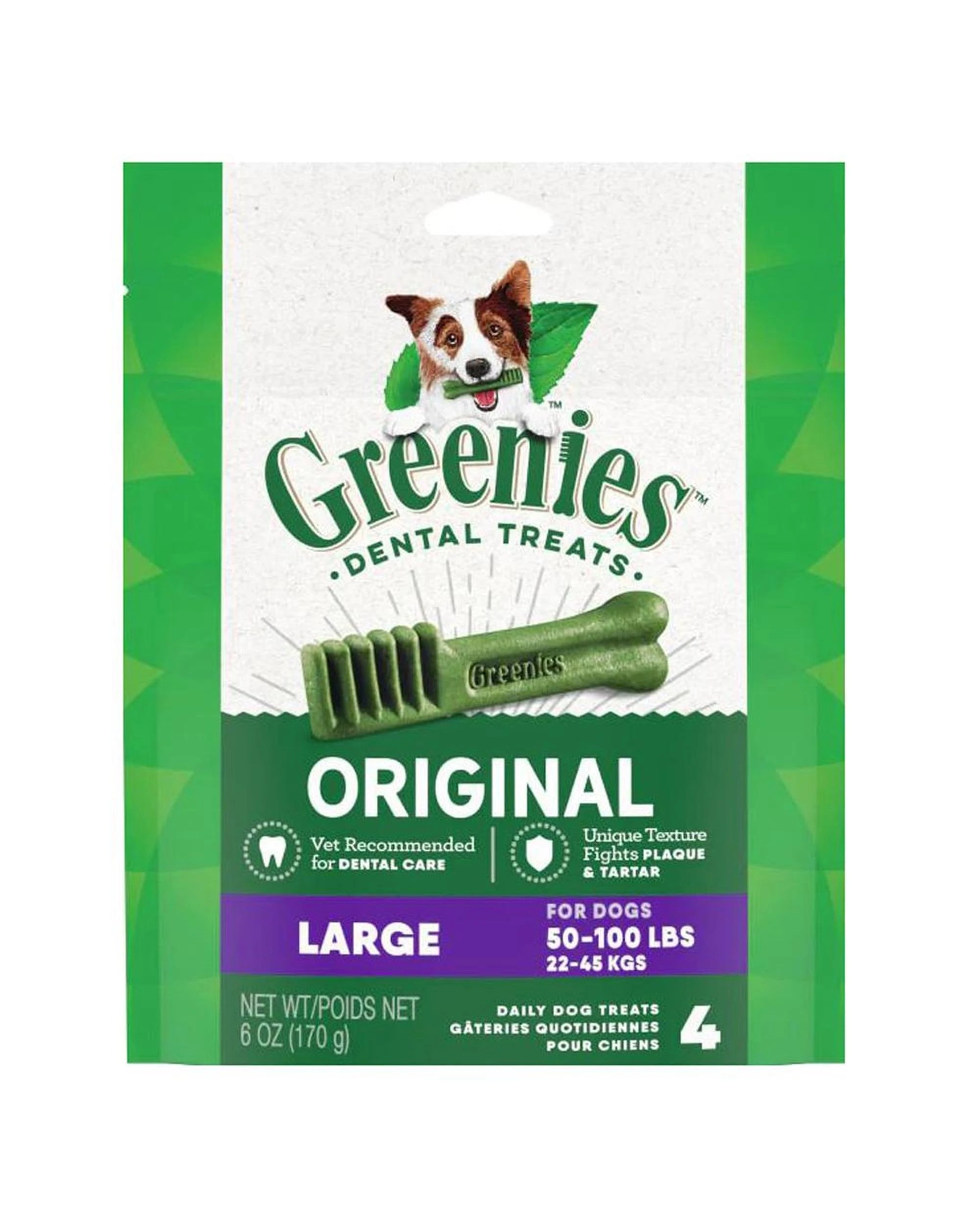 1 Greenies Dental Treats Oral Care Original Large for Dogs 22-45kg 4 Pack, 1 of 9