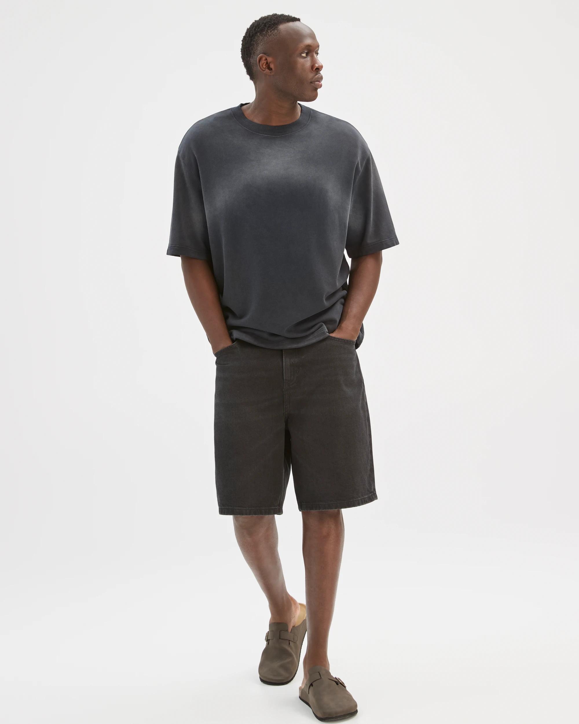 1 Commons Australian Cotton Oversized Washed T-Shirt BLACK SPRAY, 1 of 5