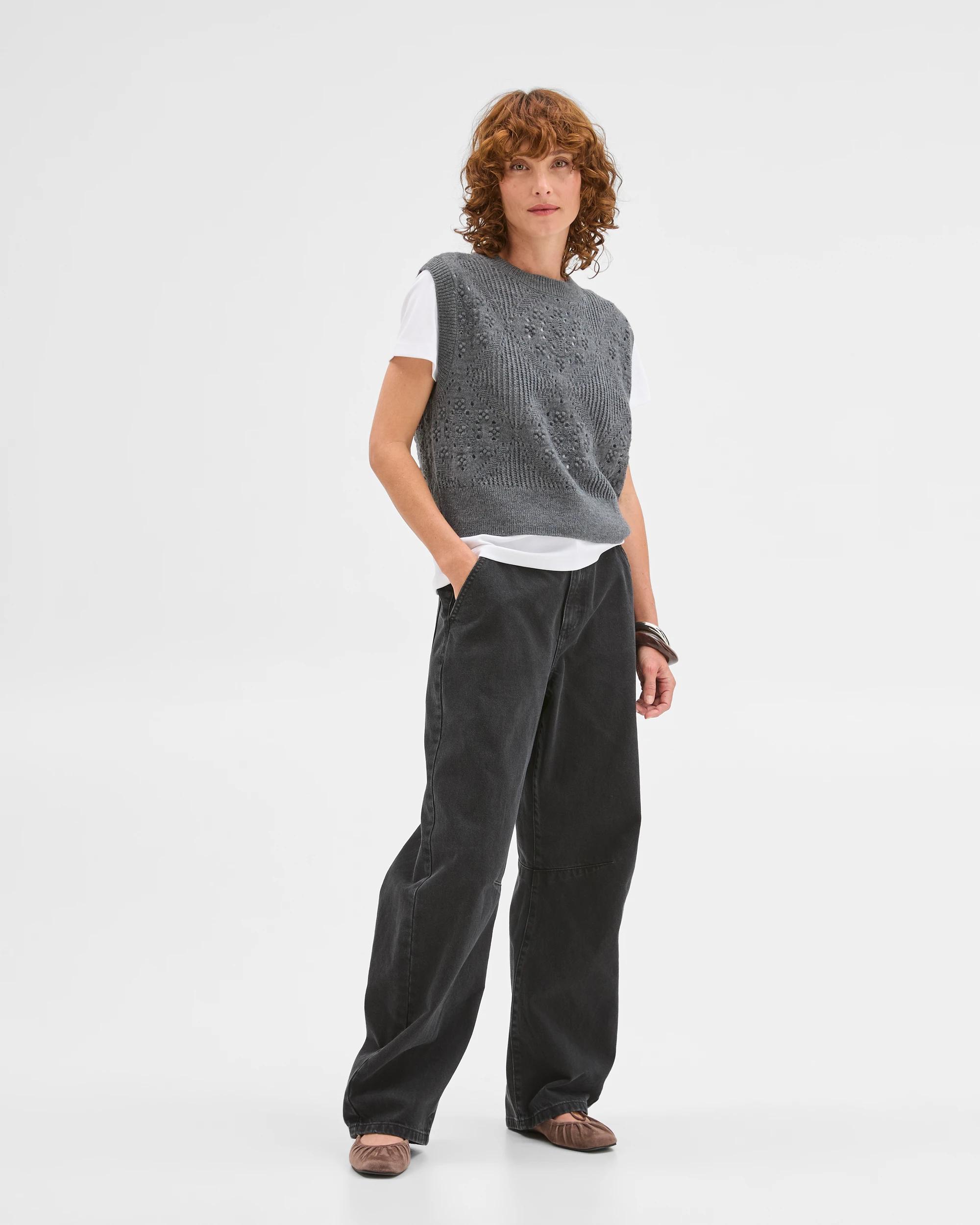 2 Target Woman Pointelle Knit Vest GREY MELANGE, 2 of 5
