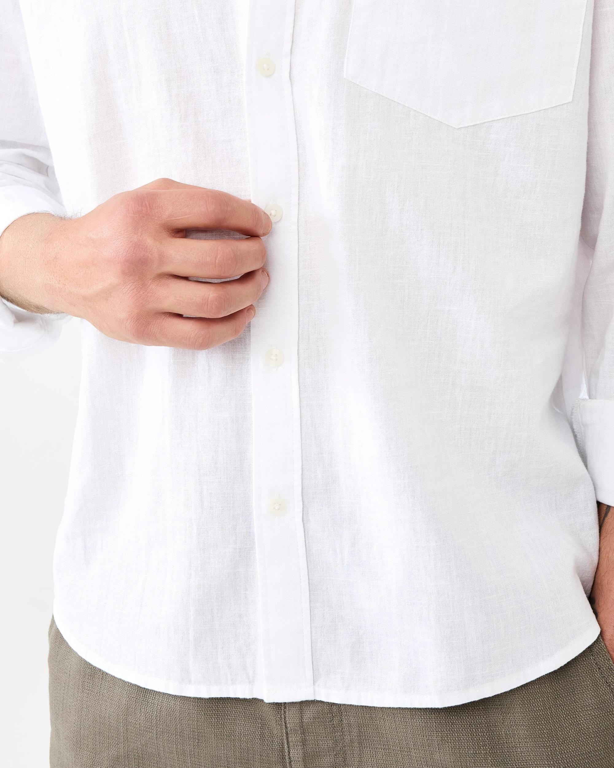 5 Long Sleeve Cotton Linen Shirt White, 5 of 9