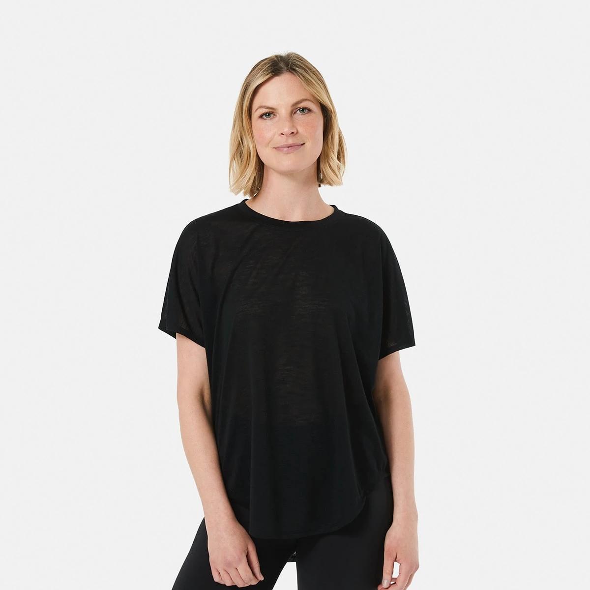1 Active Womens Relax Sleeve T-shirt BLACK, 1 of 5