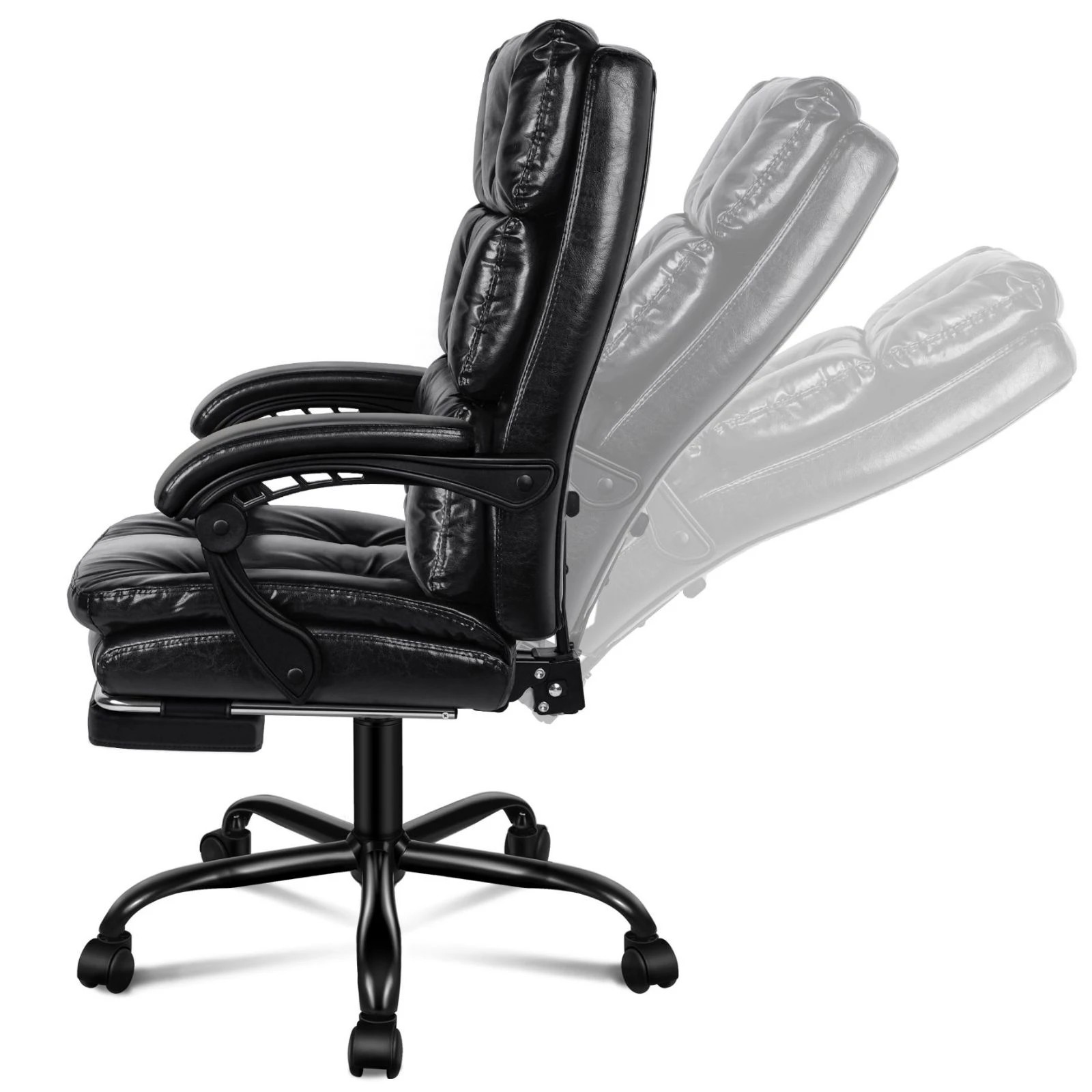 4 Alfordson Office Chair Executive Computer PU Leather Seat Work Recliner Gaming - Black, 4 of 10