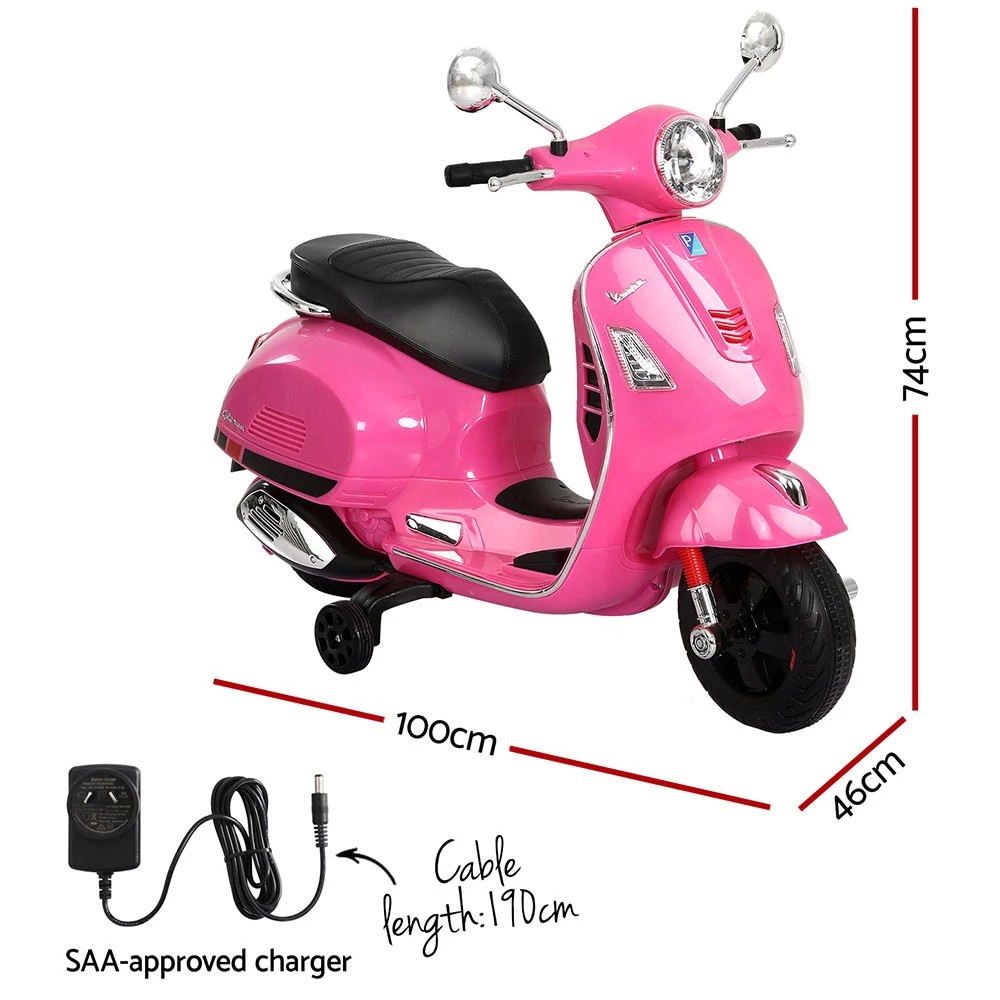 2 Kids Electric Ride On Car Motorcycle Motorbike Vespa Licensed GTS - Pink, 2 of 6