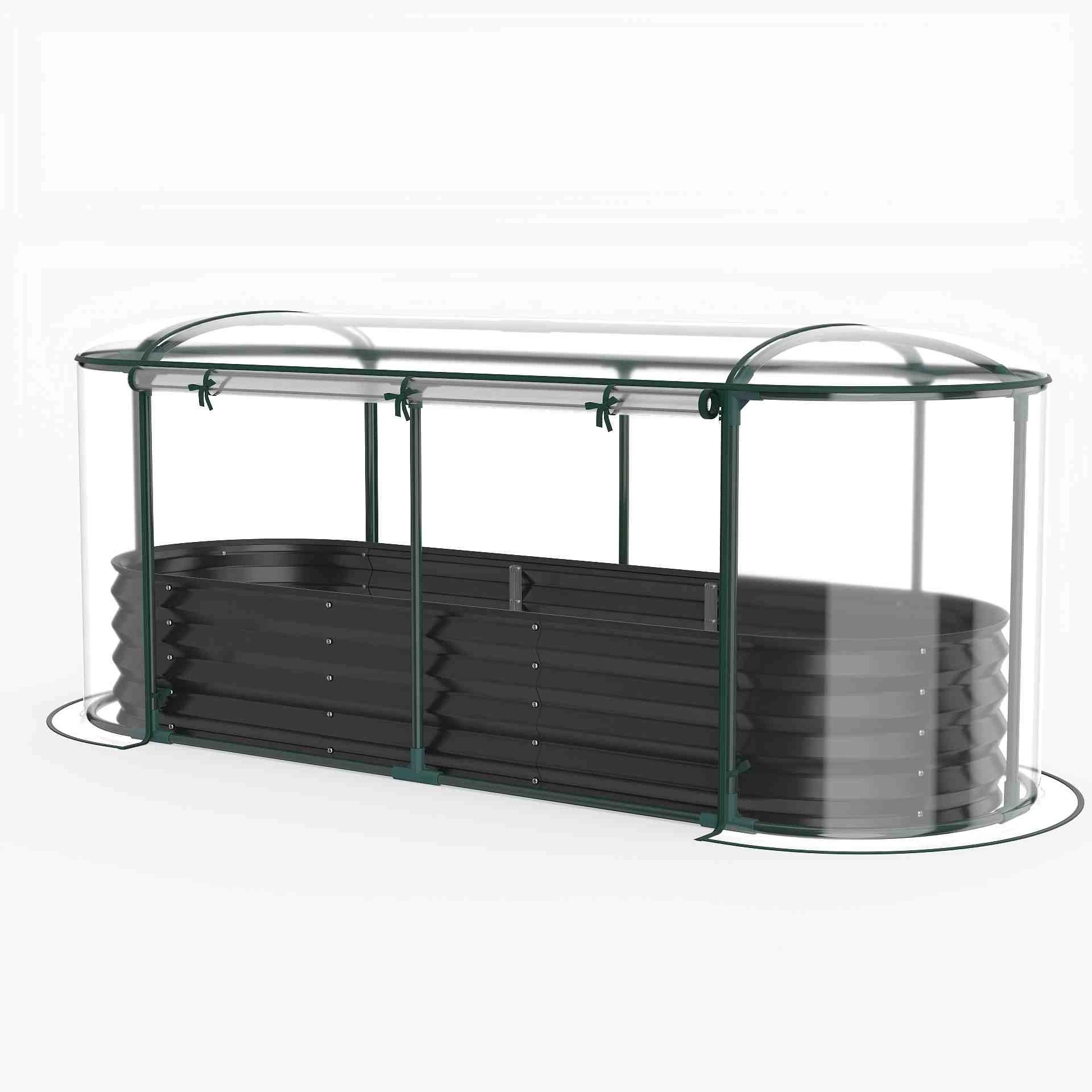 1 Costway 330L Galvanised Raised Garden Bed Metal Planter Box w/Roll-up Window - Black, 1 of 1