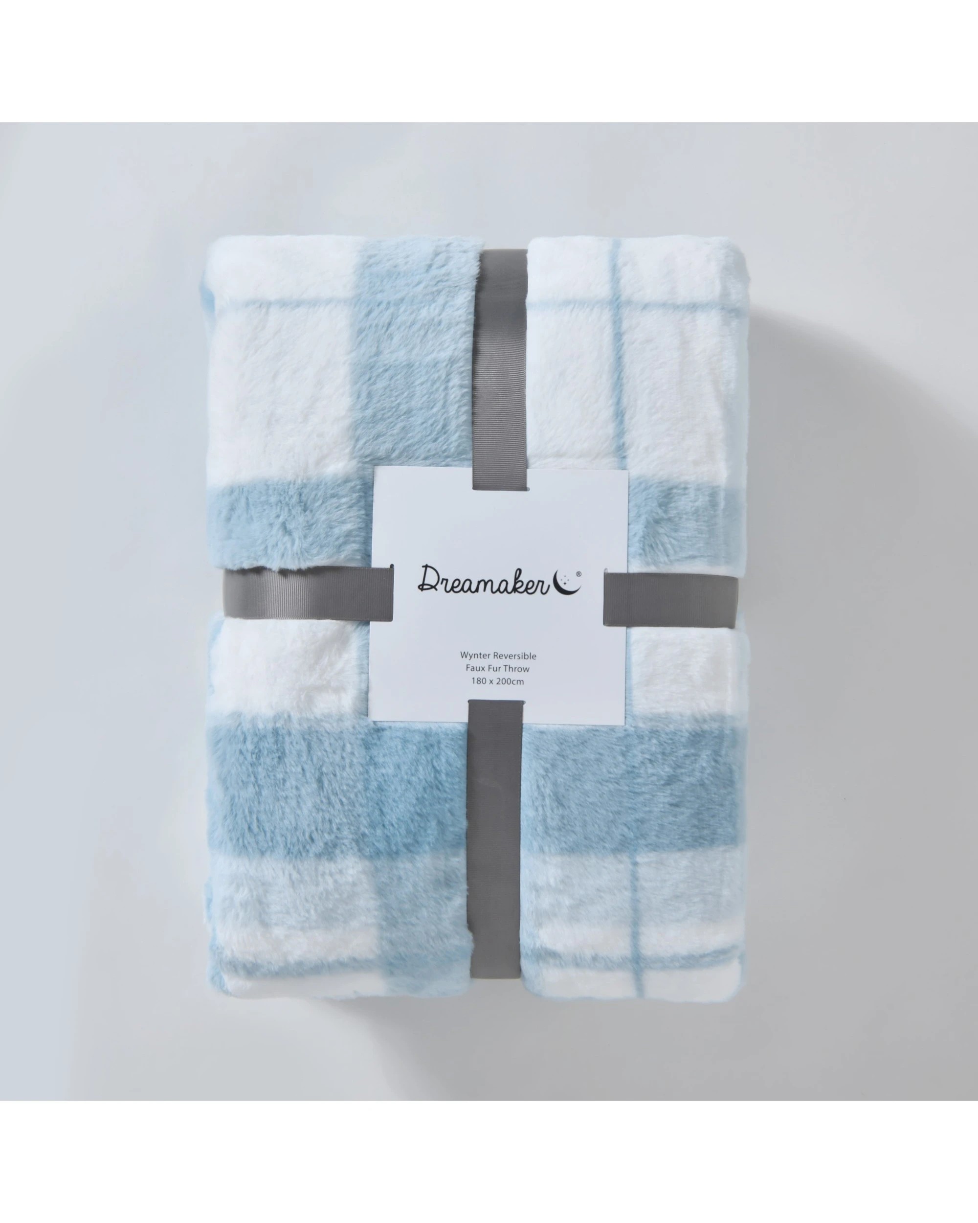 6 Dreamaker Wynter Reversible Faux Fur Throw 180x200cm - Blue, 6 of 7