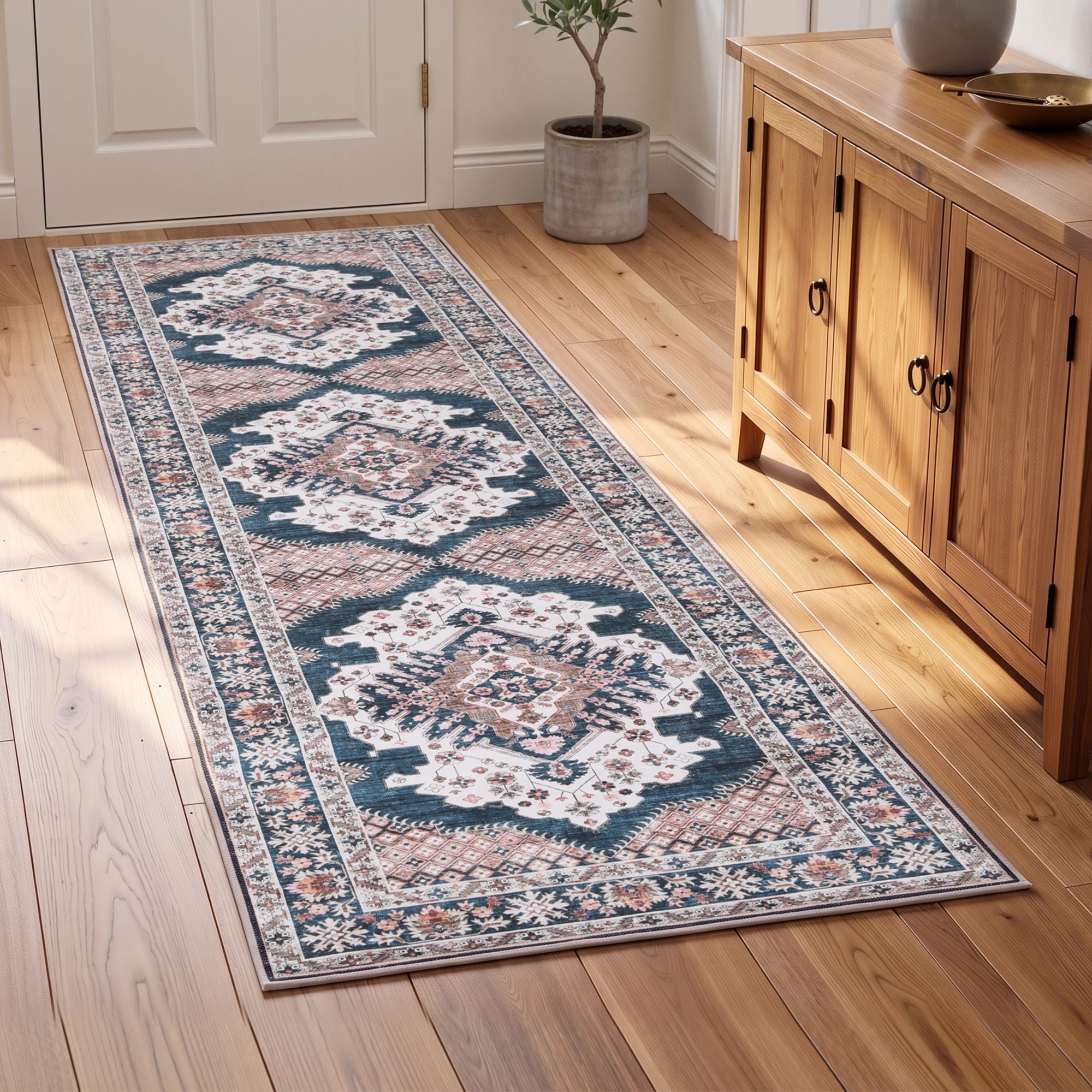 10 Artiss 80 x 300 cm Hallway Runner Rugs for Living Room 0.5cm Boho Decor - Blue, 10 of 10