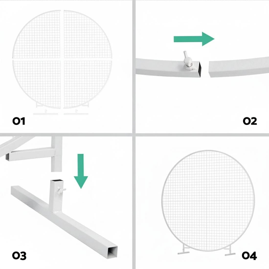 3 2M Round Backdrop Stand Wedding Background Decoration Party Flower Balloon - White, 3 of 4