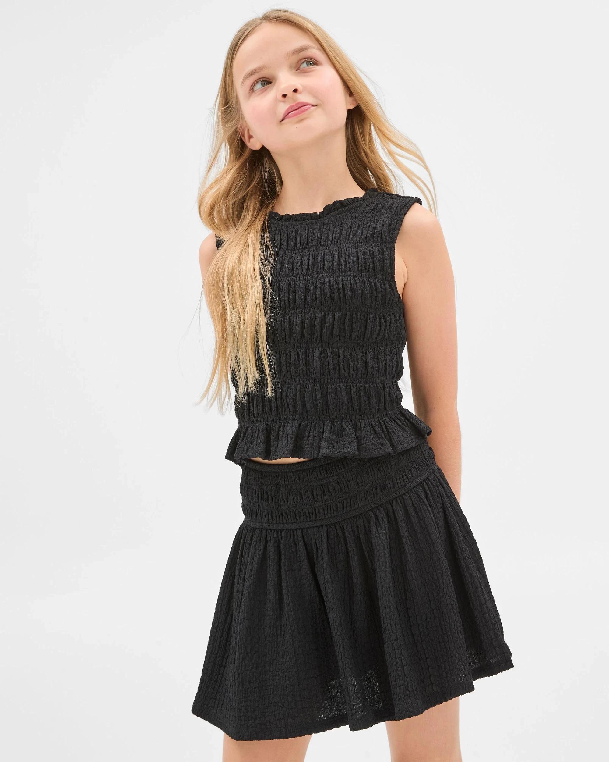 1 Target Textured Knit Shirred Tank Top BLACK BEAUTY, 1 of 3