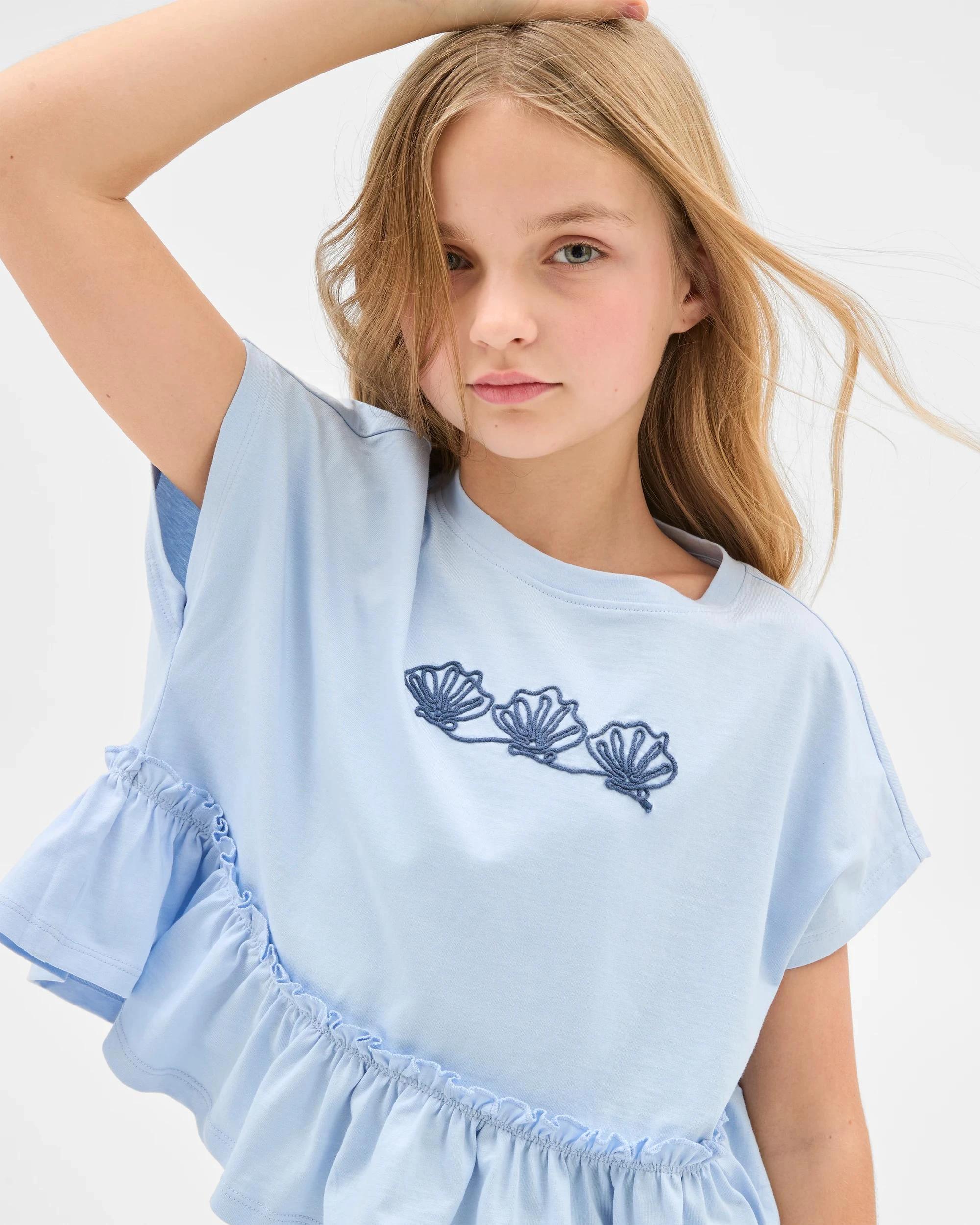 1 Target Australian Cotton Ruffle T-Shirt TIDAL BLUE, 1 of 5