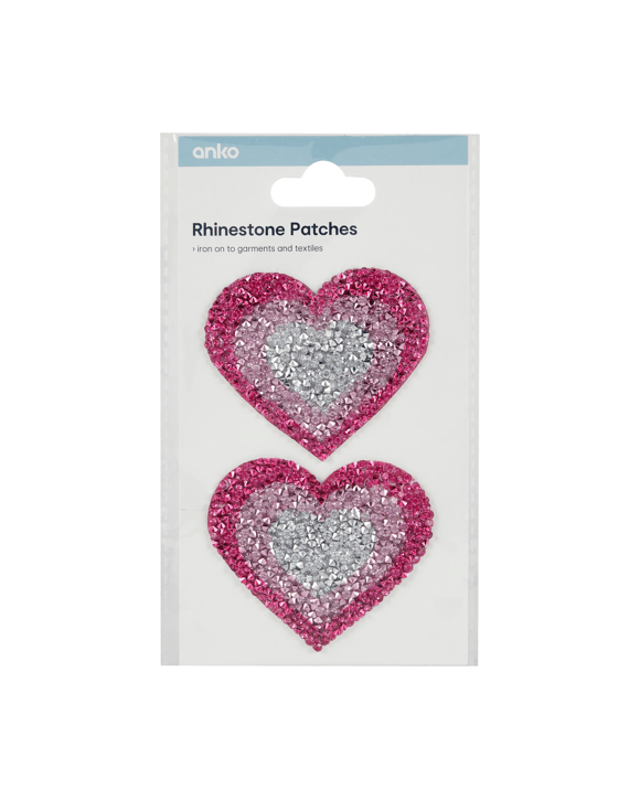 2 Piece Rhinestone Patches - Heart