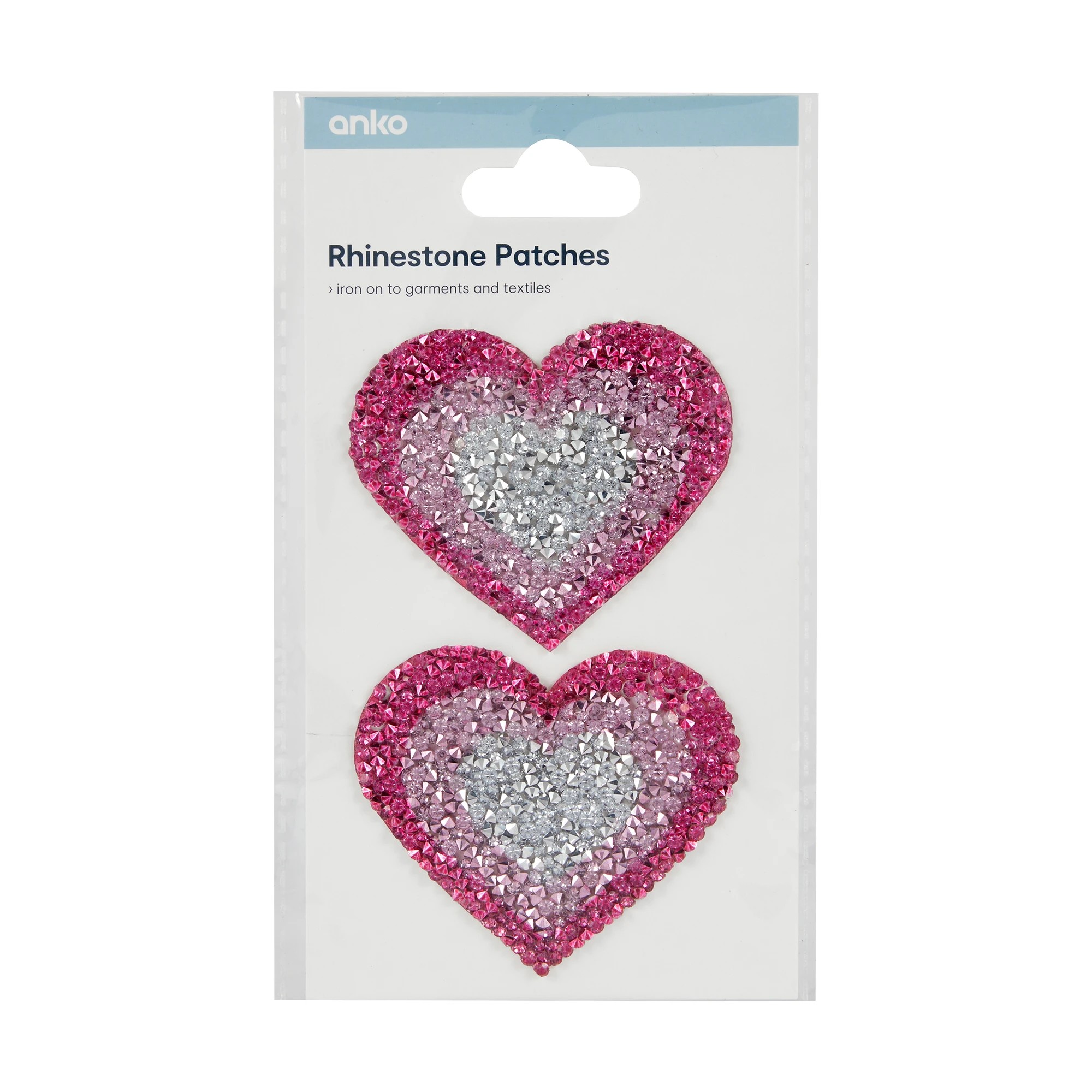 1 2 Piece Rhinestone Patches - Heart, 1 of 2