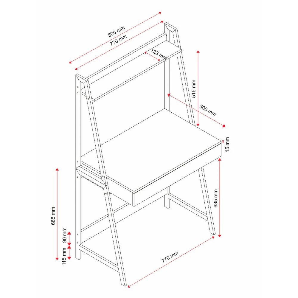 10 Koge Hutch 1 Drawer 800mm Desk Oak White Desks, Tables and Workstations, 10 of 10