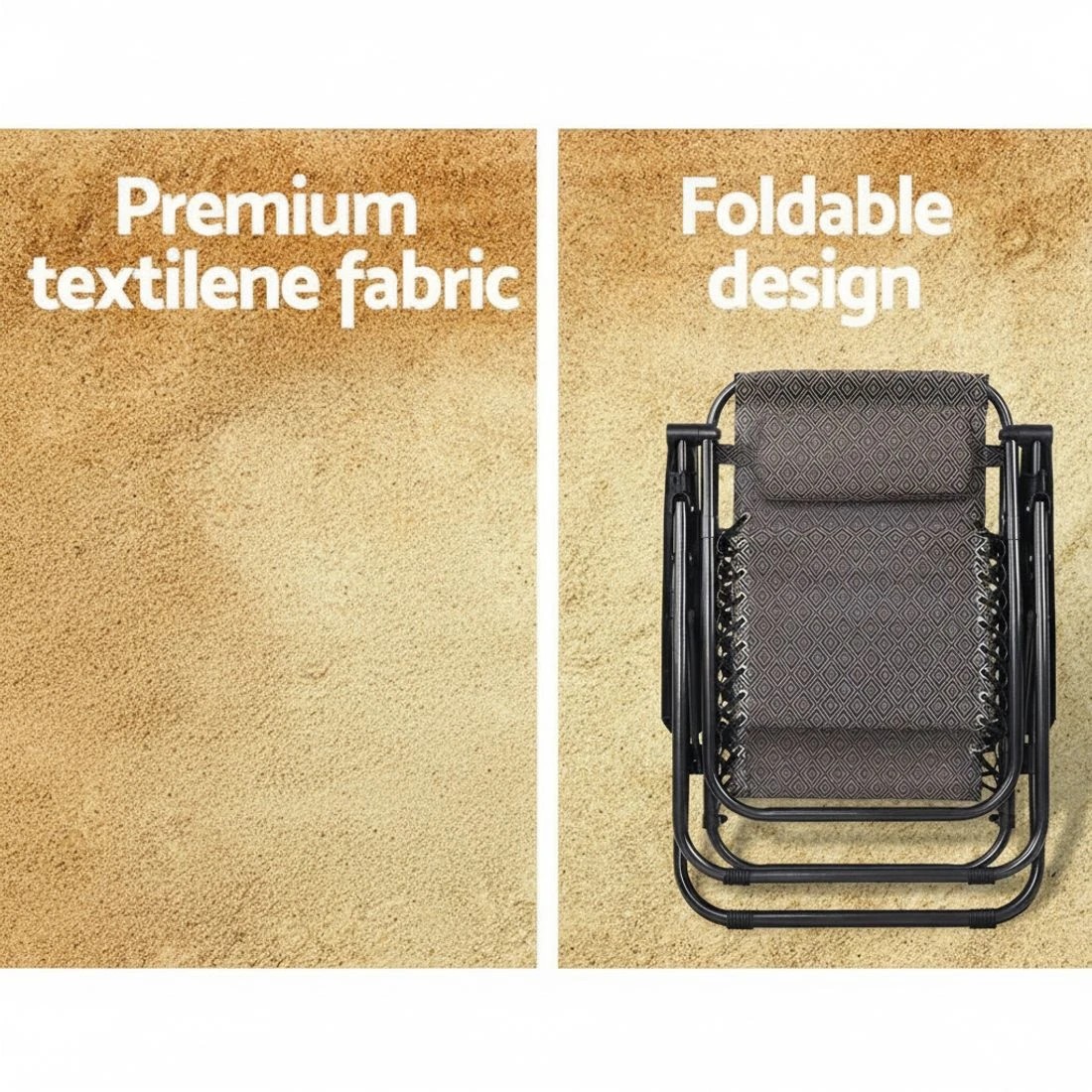 5 Gardeon Zero Gravity Chair Folding Outdoor Recliner Adjustable Sun Lounge Camping - Beige, 5 of 8