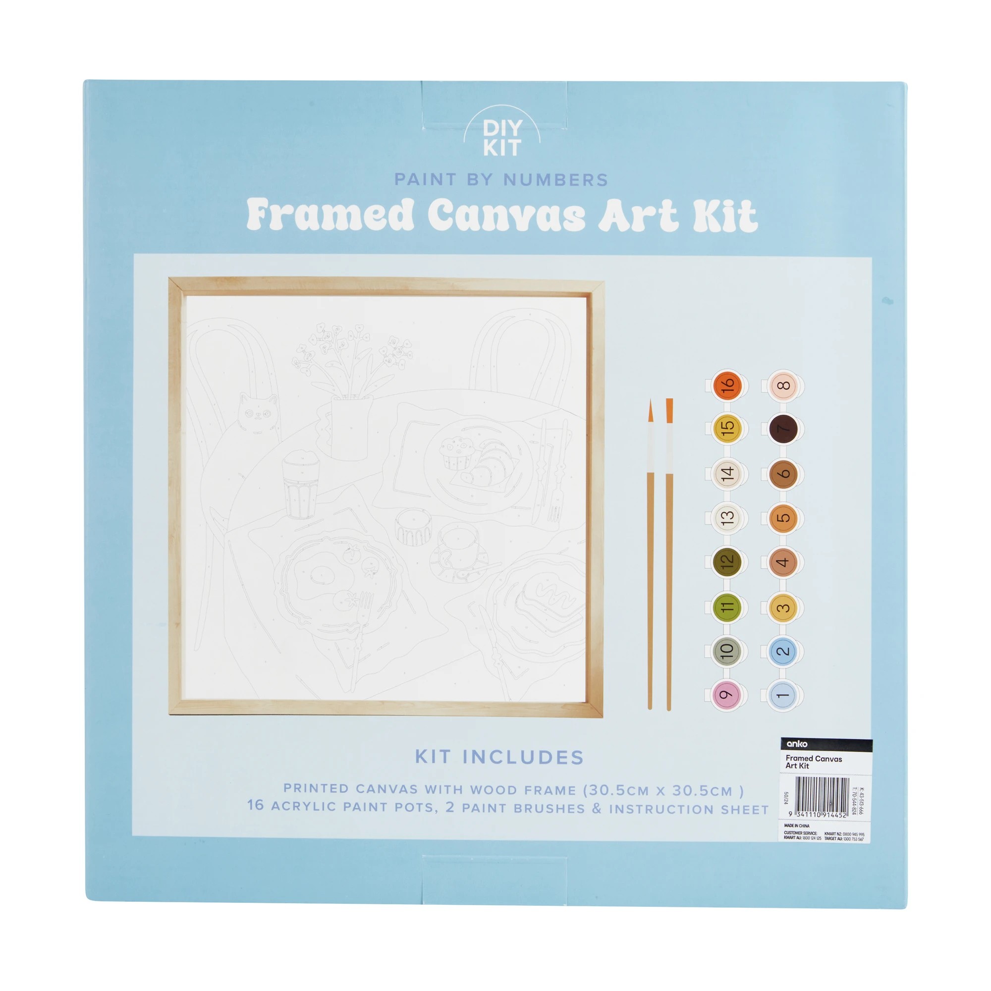 4 Paint by Numbers DIY Framed Canvas Art Kit, 4 of 4
