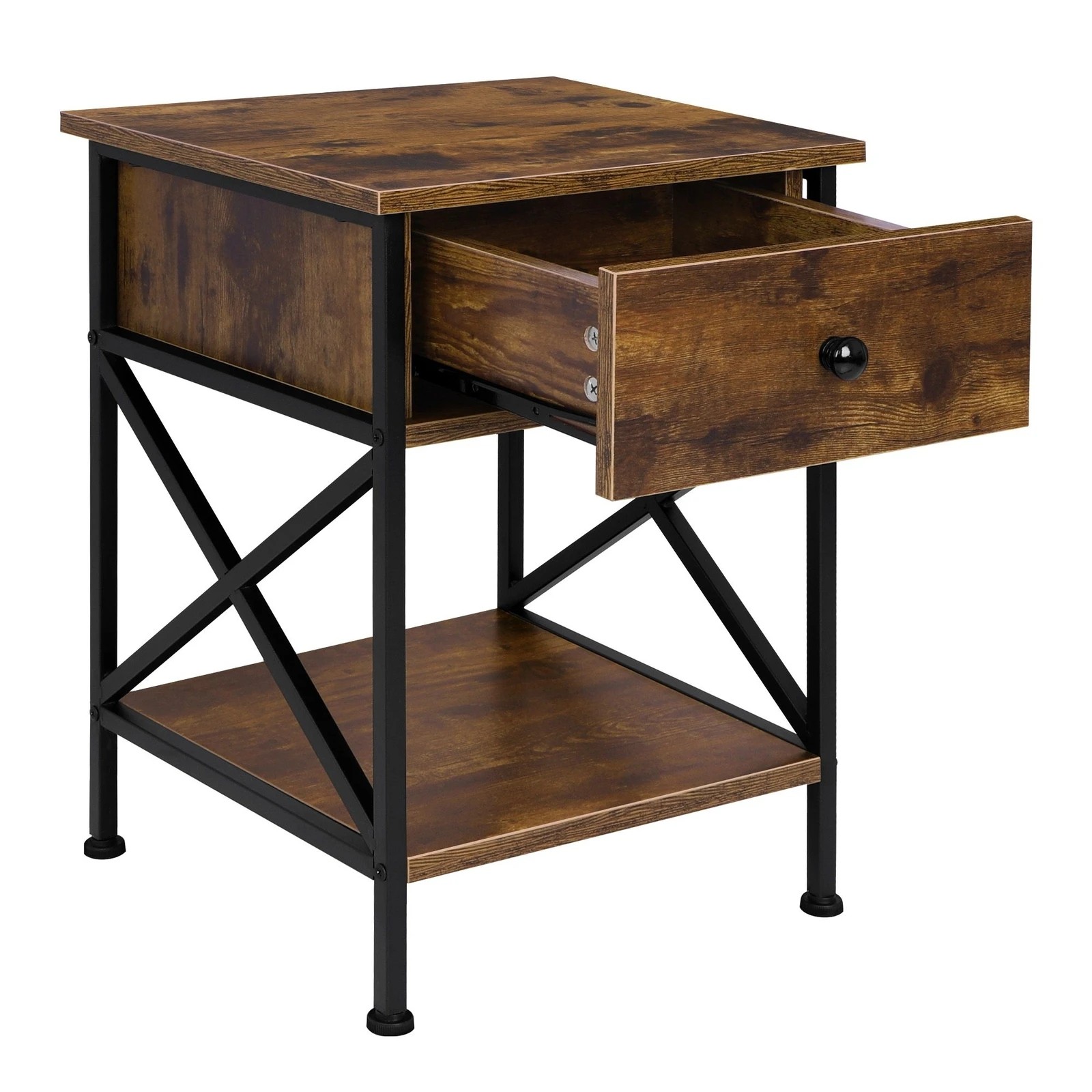 3 Alfordson 2x Bedside Table Retro Nightstand 1 Drawer - Dark Oak, 3 of 10