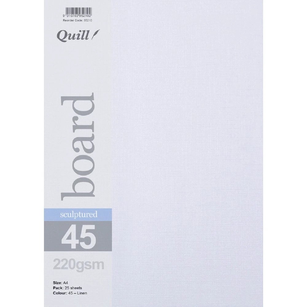1 Quill Sculptured 220gsm A4 Board Linen 25 Pack, 1 of 3