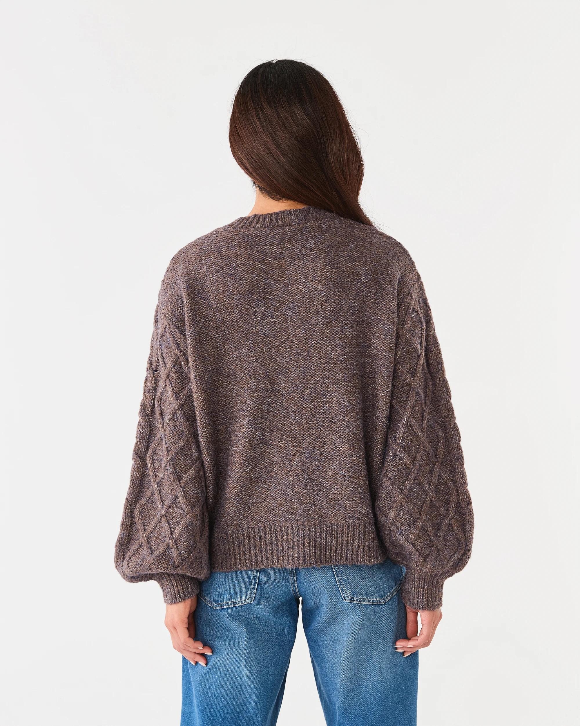 3 Cable Cardigan Taupe Mrl, 3 of 6