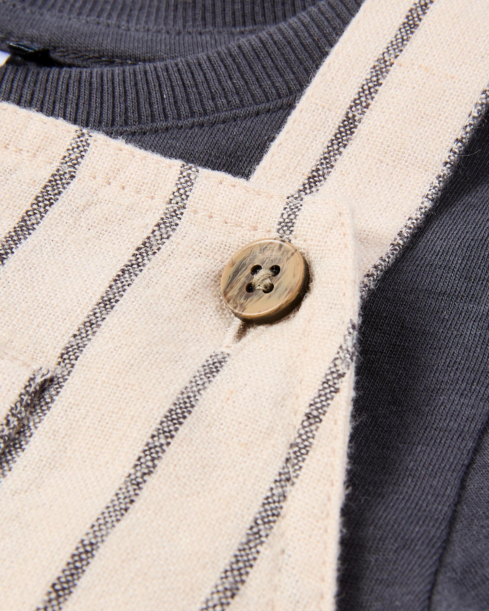 6 Short Sleeve Dungaree Set Blk Strp, 6 of 6