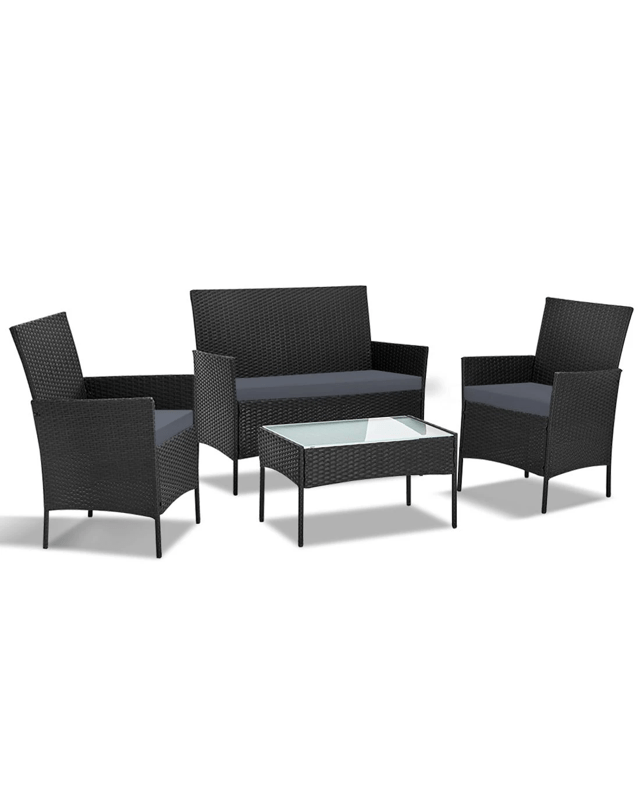 Gardeon 4 Seater Outdoor Sofa Set Wicker Setting Table Chair Furniture - B
