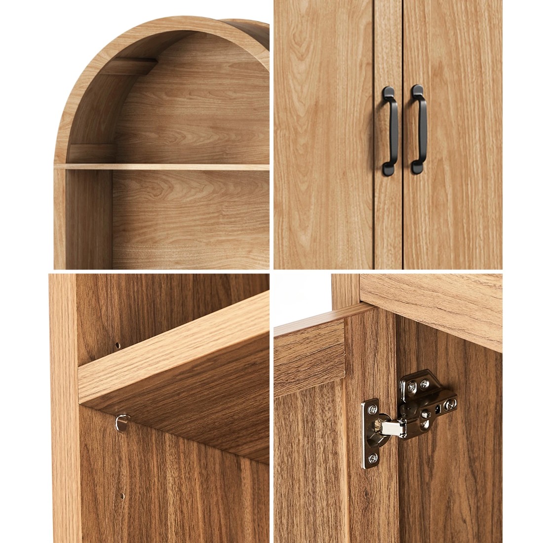 4 Oikiture Arched Bookshelf Display Shelf Bookcase Bookshelves Storage Cabinet
 - natural, 4 of 10