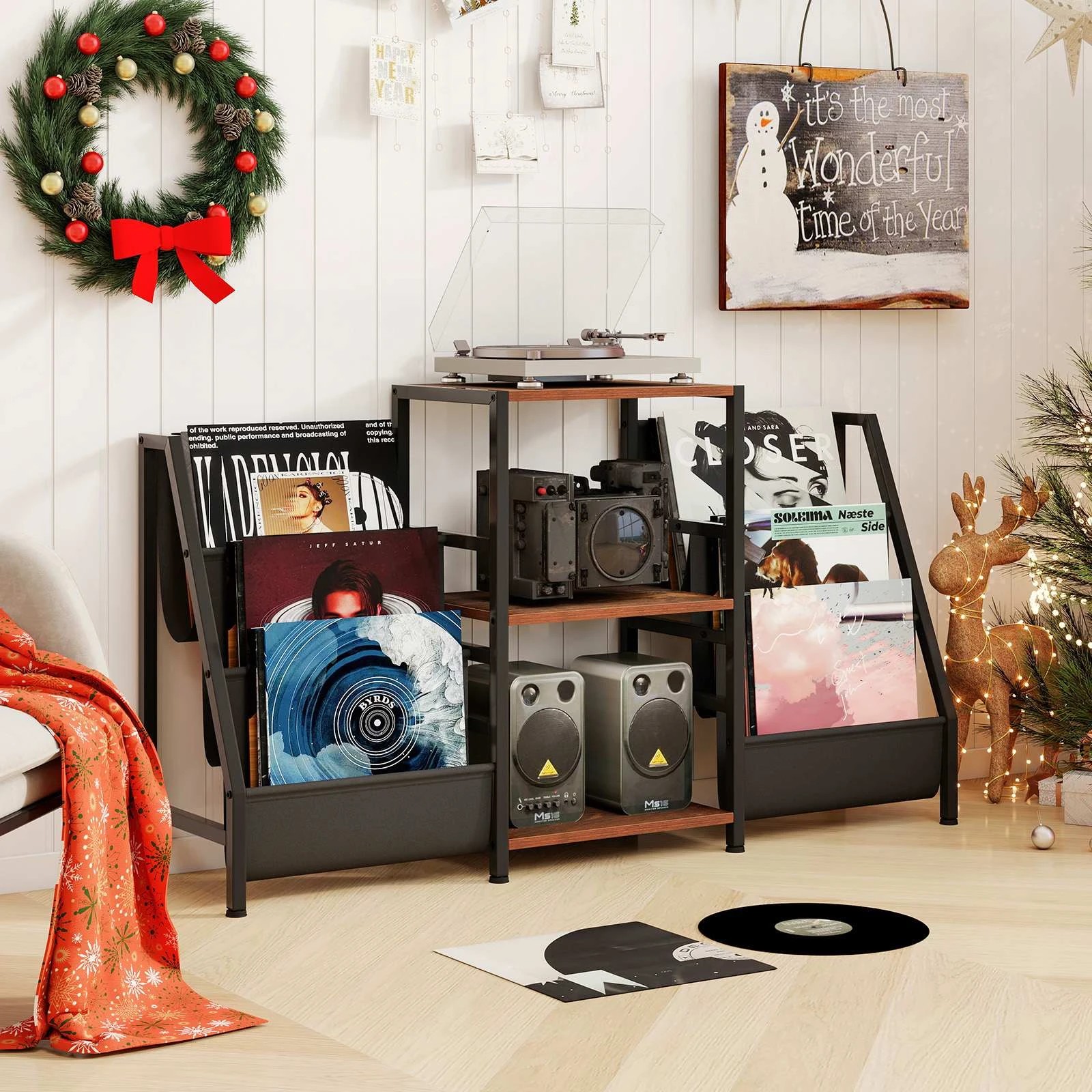 2 Costway Record Player Stand Turntable Stand for Vinyl Convertible Side Table, 2 of 8