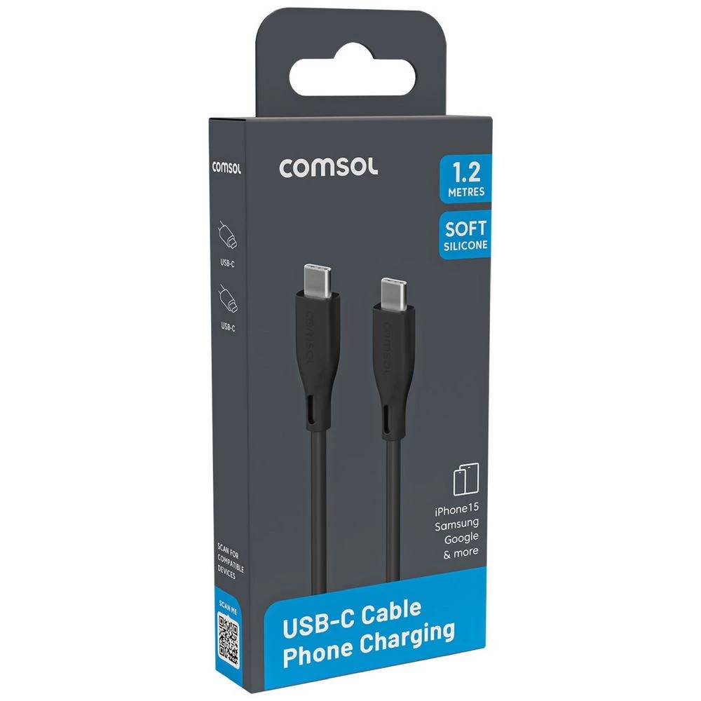 2 Comsol Silicone USB-C Cable 1.2m Black, 2 of 4