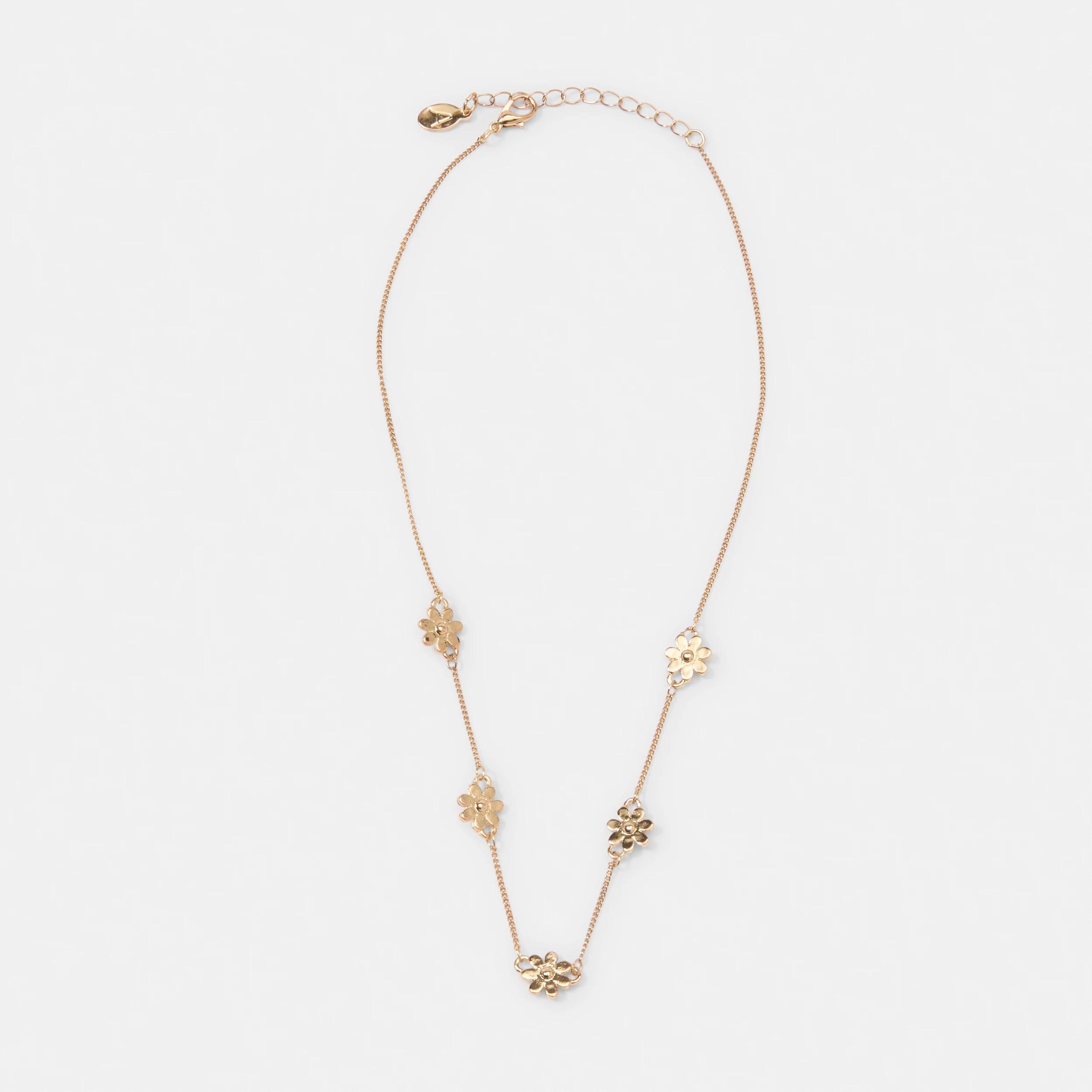 1 Basic Station Flower Necklace - Gold Look Gold, 1 of 4