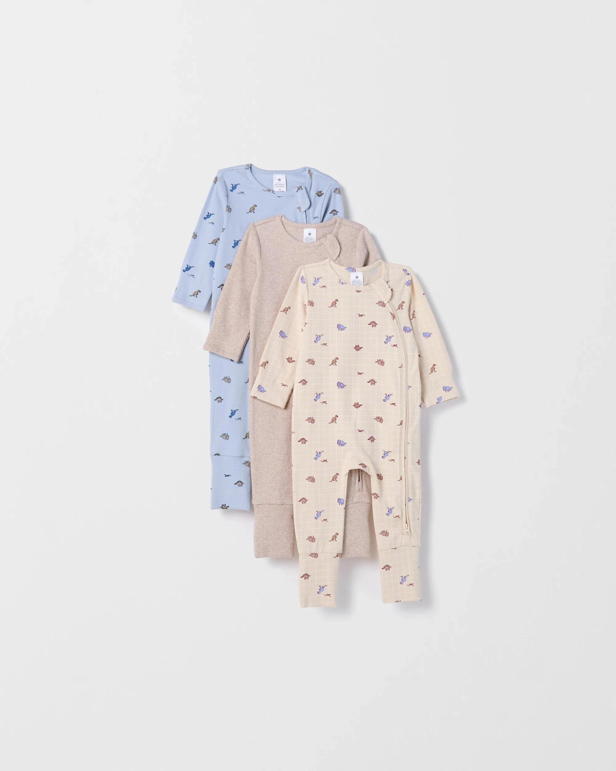 1 Target Baby Baby Organic Cotton 3 Pack Zip Coverall WHITECAP GRAY, 1 of 5
