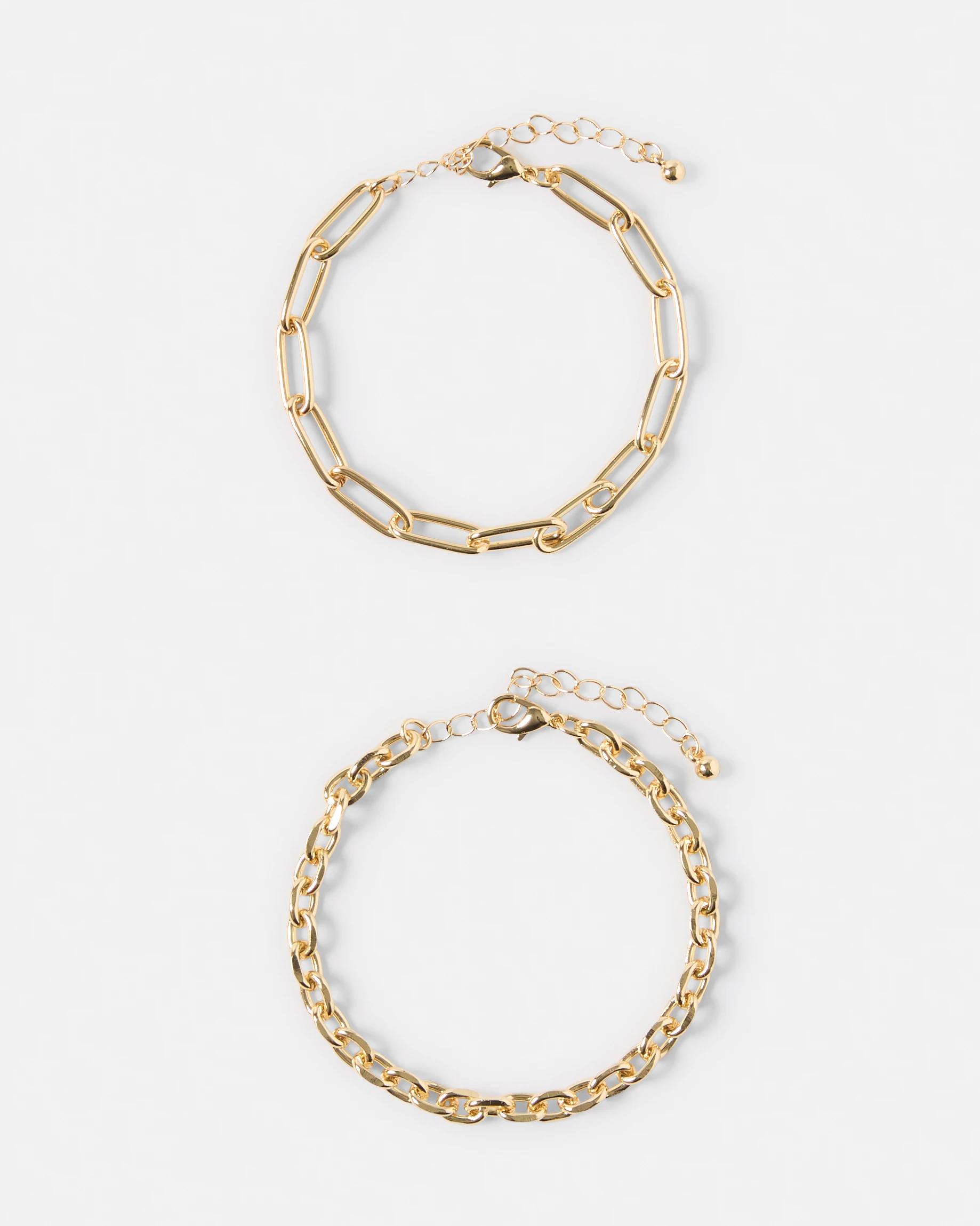 1 2 Pack 18K Gold Plated Chain Bracelet Gold, 1 of 6