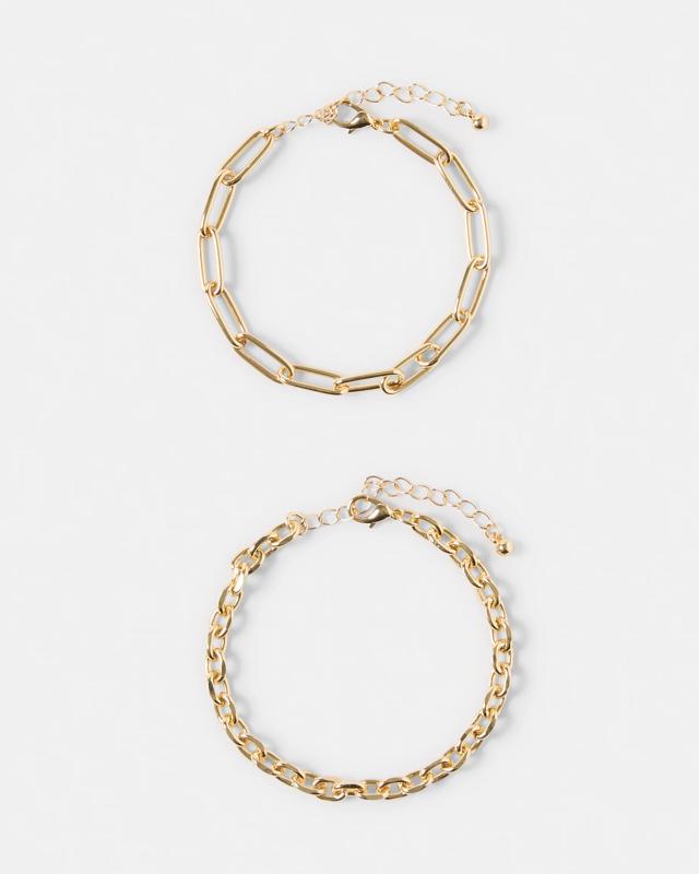 2 Pack 18K Gold Plated Chain Brac