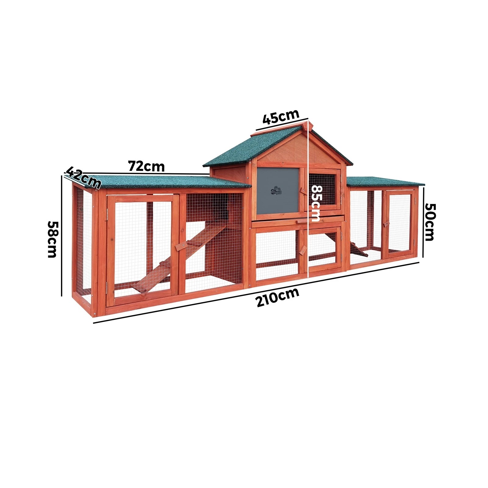 4 Alopet Rabbit Hutch Chicken Coop Bunny House Run Cage Wooden Outdoor Pet Hutch - Grey, 4 of 4