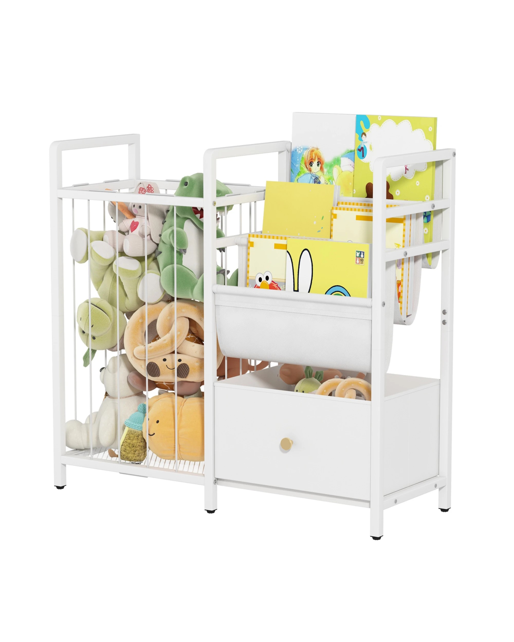 4 Advwin 3-in-1 Kids Bookshelf Toy Storage 3-Tier Toddler Bookcase w/ Stuffed Animal Storage & Drawer, 4 of 9