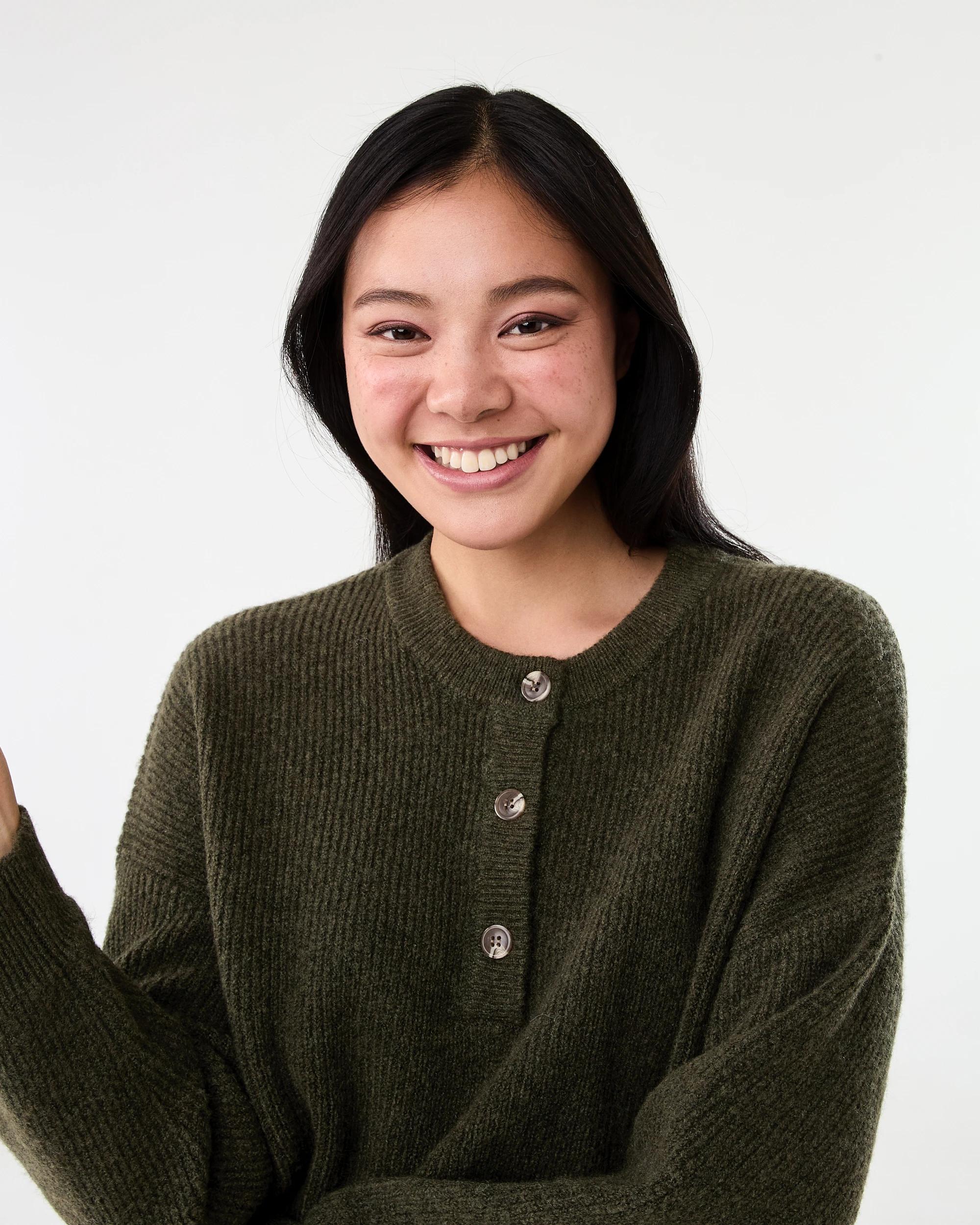 4 Quarter Button Jumper Deep Olive, 4 of 6