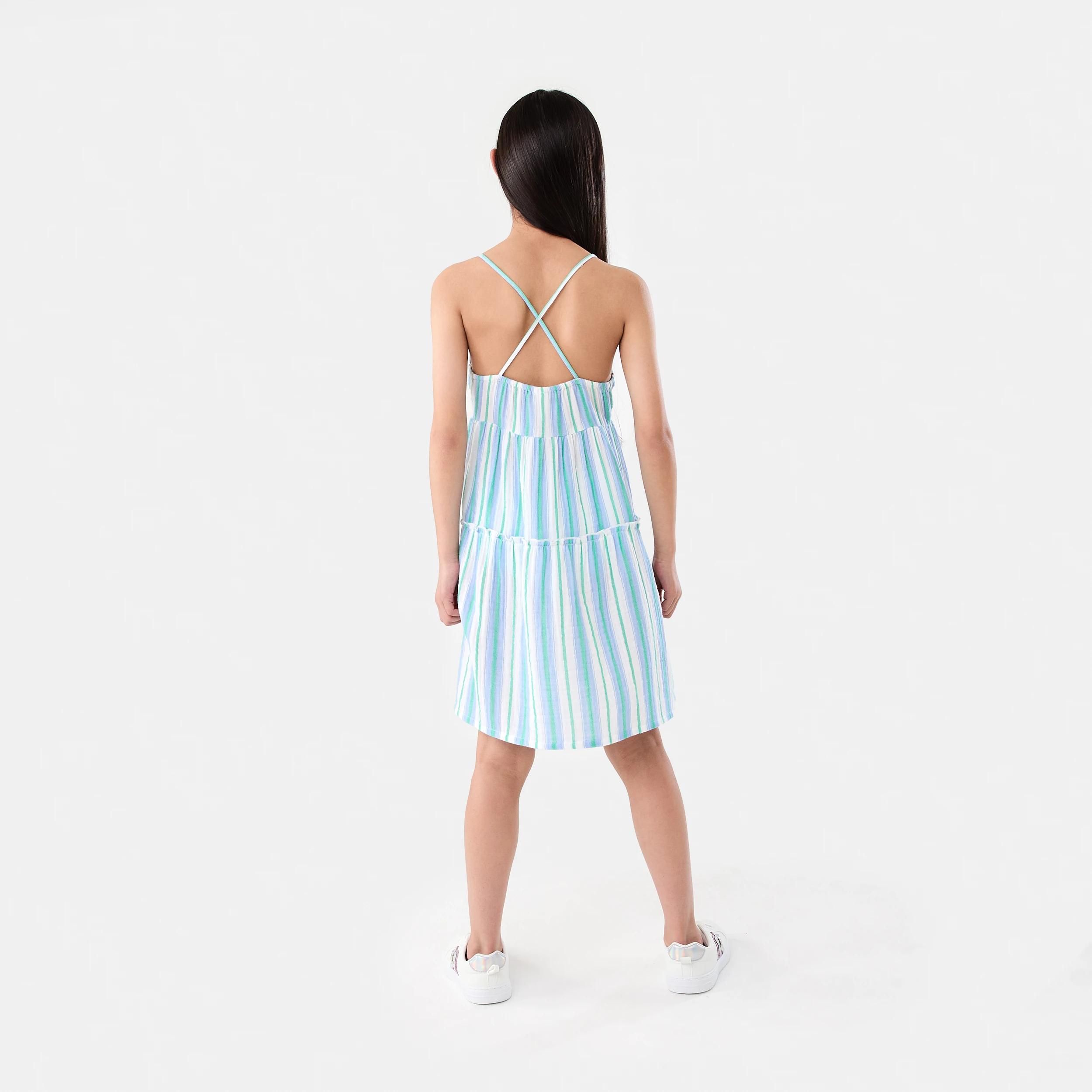 8 Strappy Tiered Dress Blu Stripe, 8 of 8