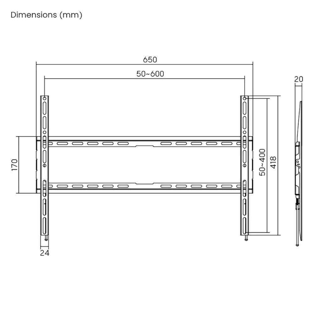 5 Brateck Medium Fixed TV Wall Mount 32 – 80" 45kg, 5 of 5
