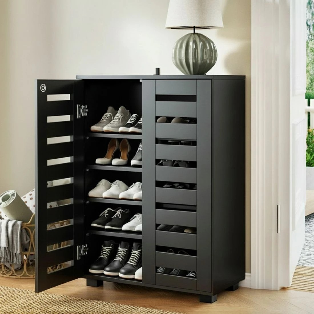 8 Artiss Shoe Rack Storage Cabinet 20 Pairs 5-tier - Black, 8 of 8
