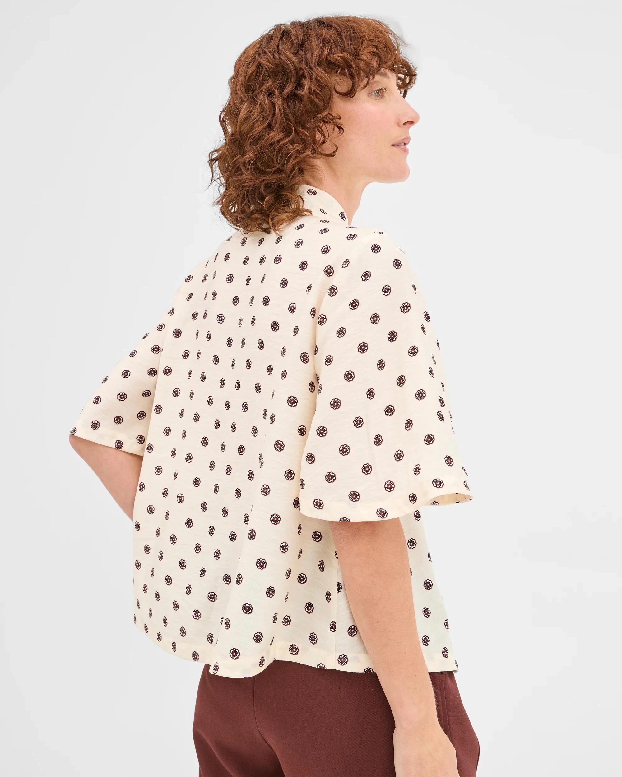 6 Preview Short Sleeve Tie Neck Blouse DITSY MOTIF, 6 of 6
