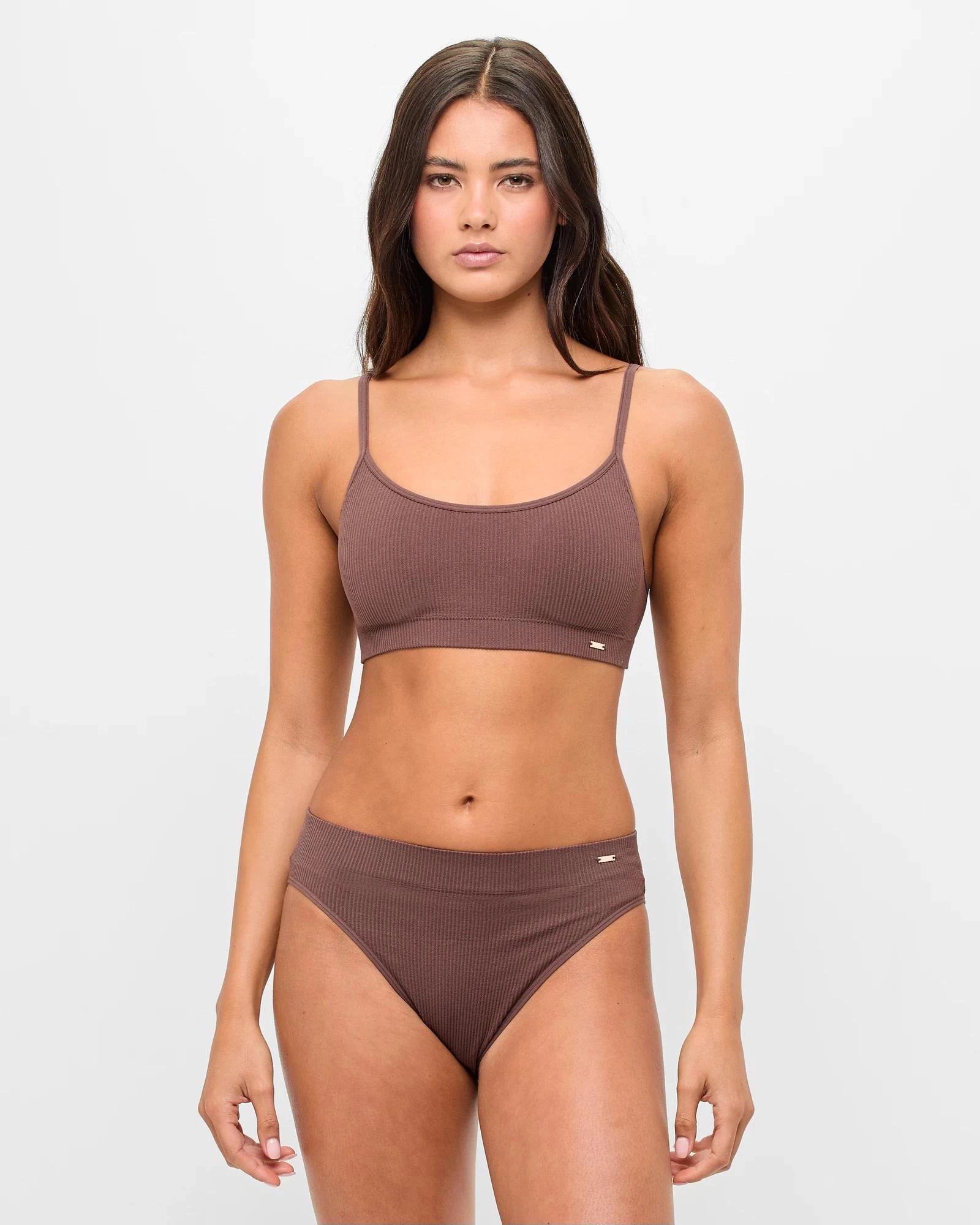 2 Lily Loves Ribbed Seamfree High Waist Bikini Briefs CHOCOLATE, 2 of 4