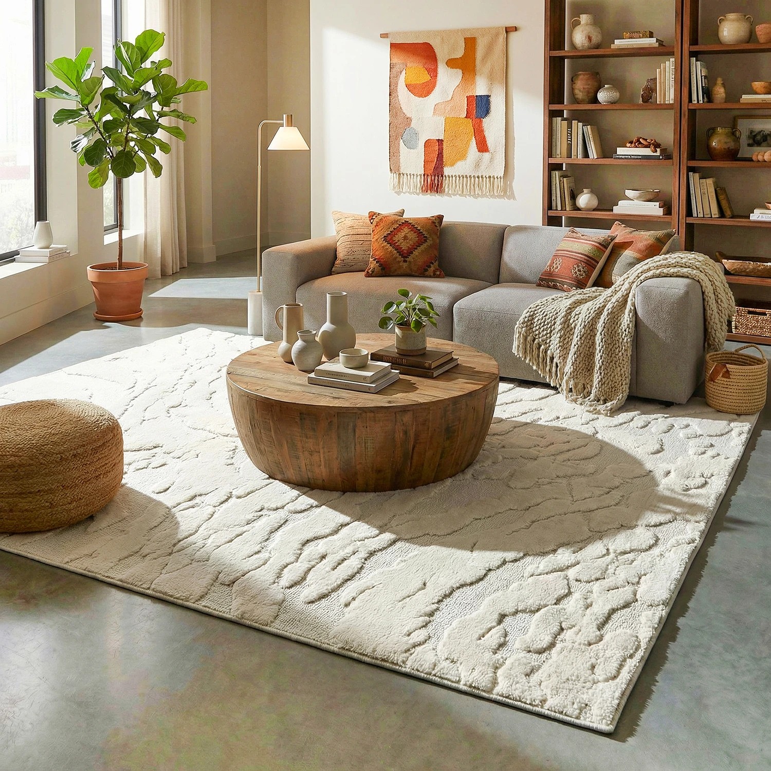 1 Common Ground Rugs Sanctuary Nyla 290x200cm - Large Power Loomed Floor Rug - White, 1 of 7