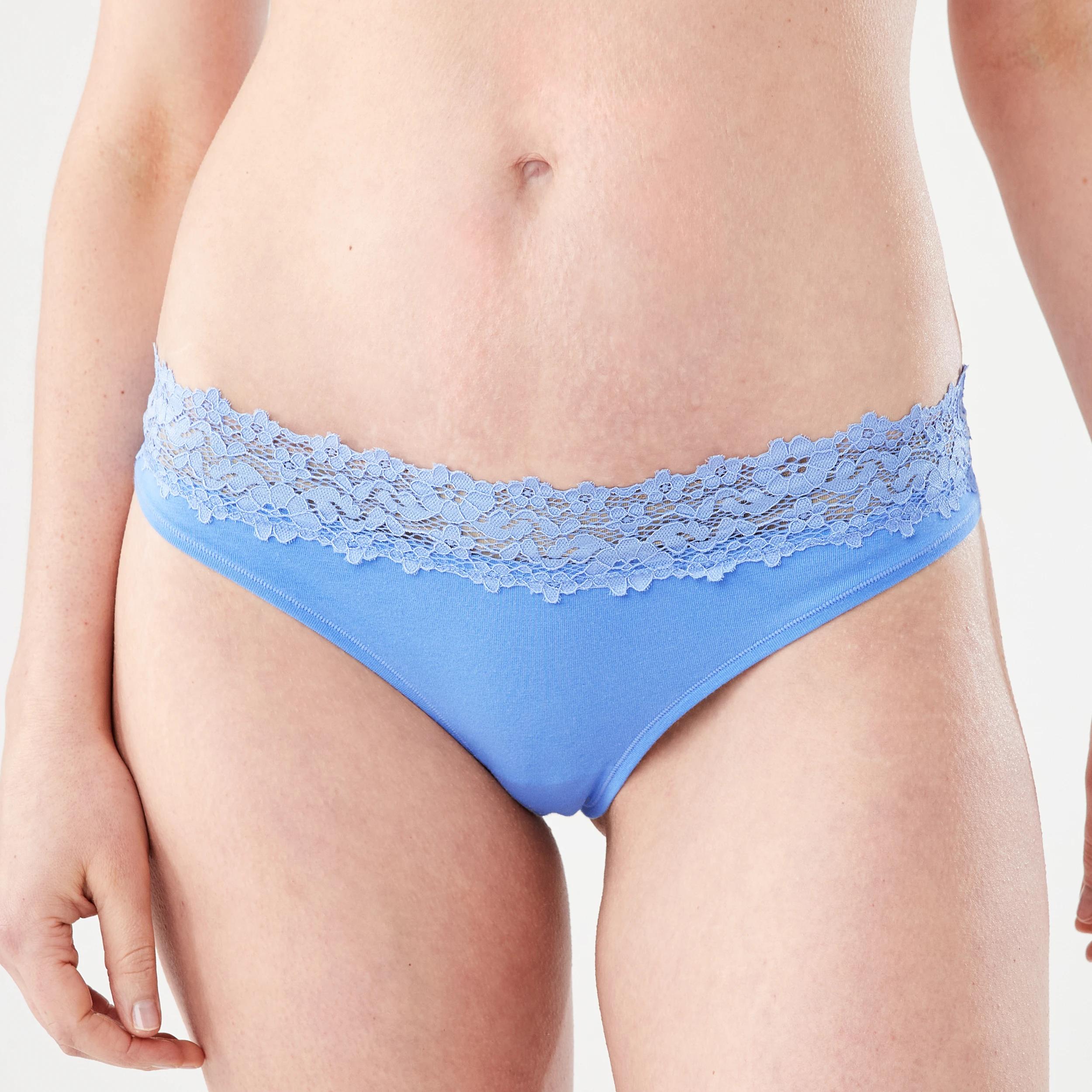 6 3 Pack Cotton Lace Tanga Briefs BLACK, SOFT CLAY, HYDRANGEA, 6 of 8