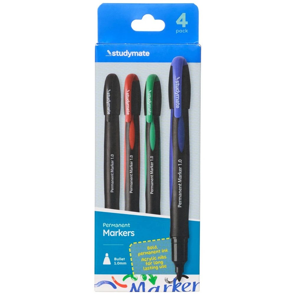 1 Studymate Permanent Marker 2.0mm Assorted 4 Pack, 1 of 7