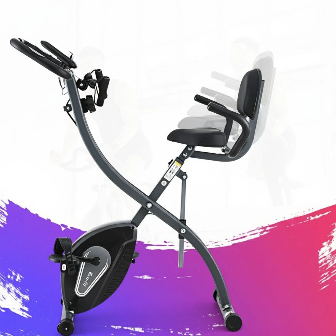 4 Everfit Folding Exercise Bike Magnetic X-Bike Aerobic Trainer Indoor - Grey, 4 of 6