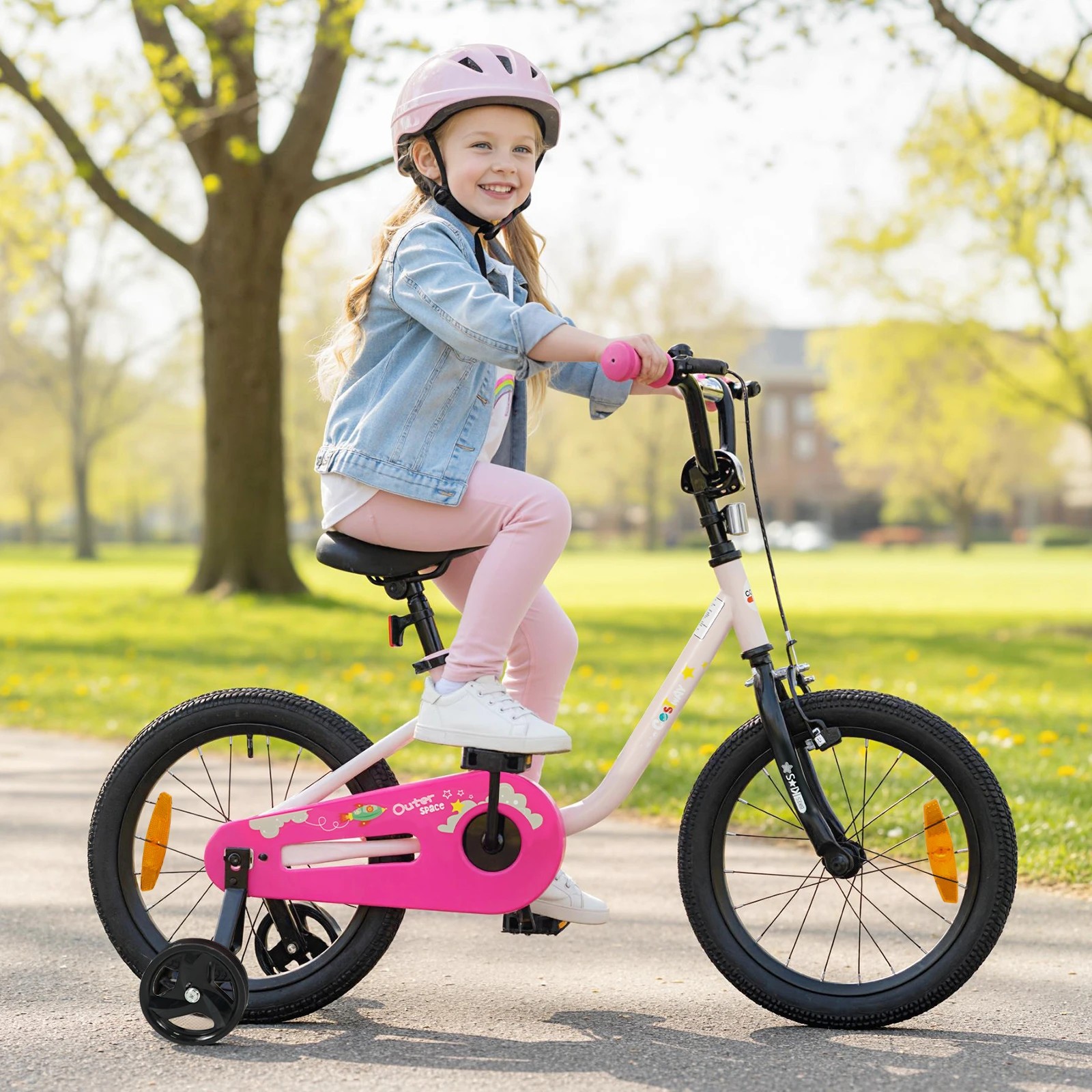 3 Costway 35cm Kids Bike Children Bicycle w/Training Wheel & Adjustable Seat - Pink, 3 of 3