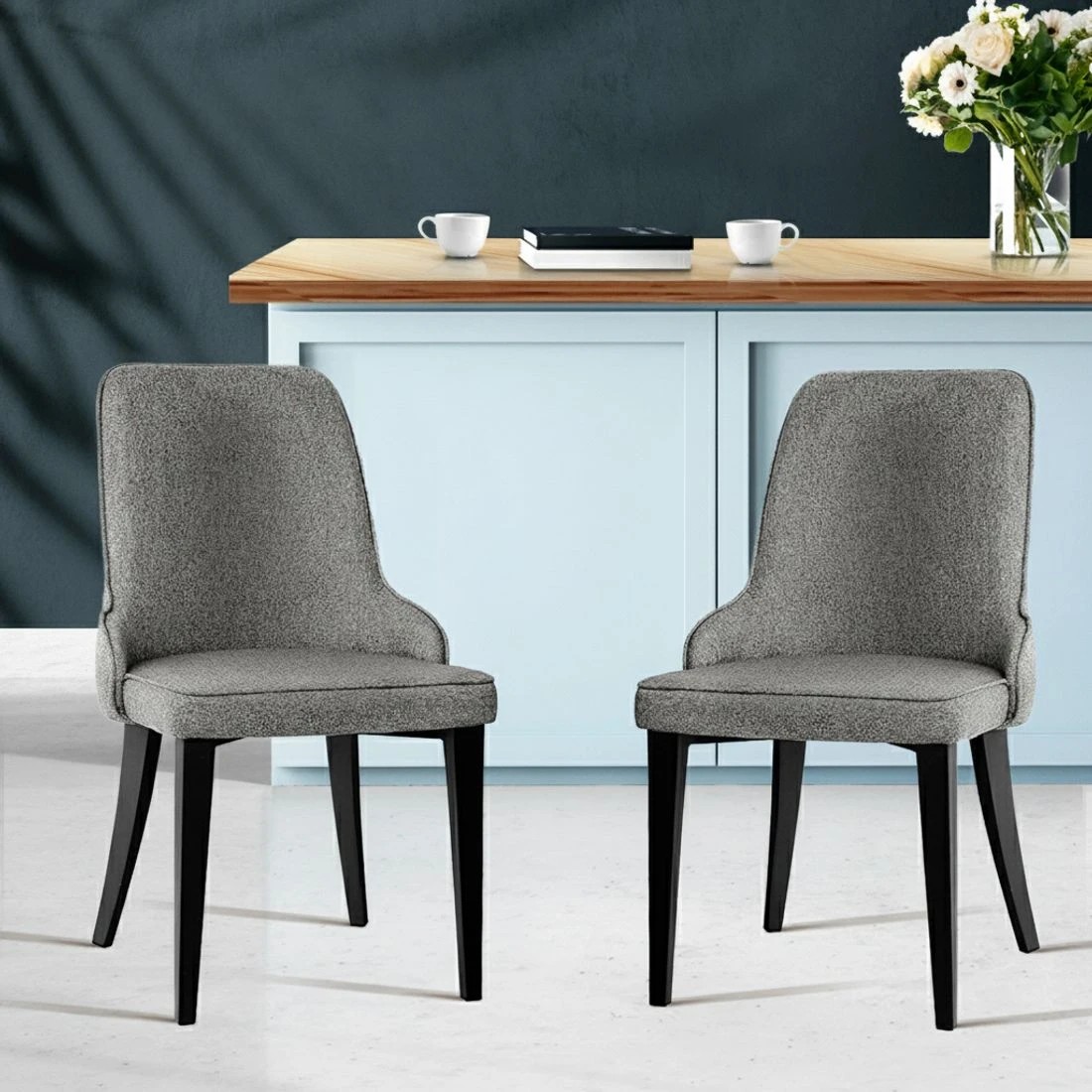6 Artiss Dining Chairs Set of 2 Linen Fabric - Grey, 6 of 8
