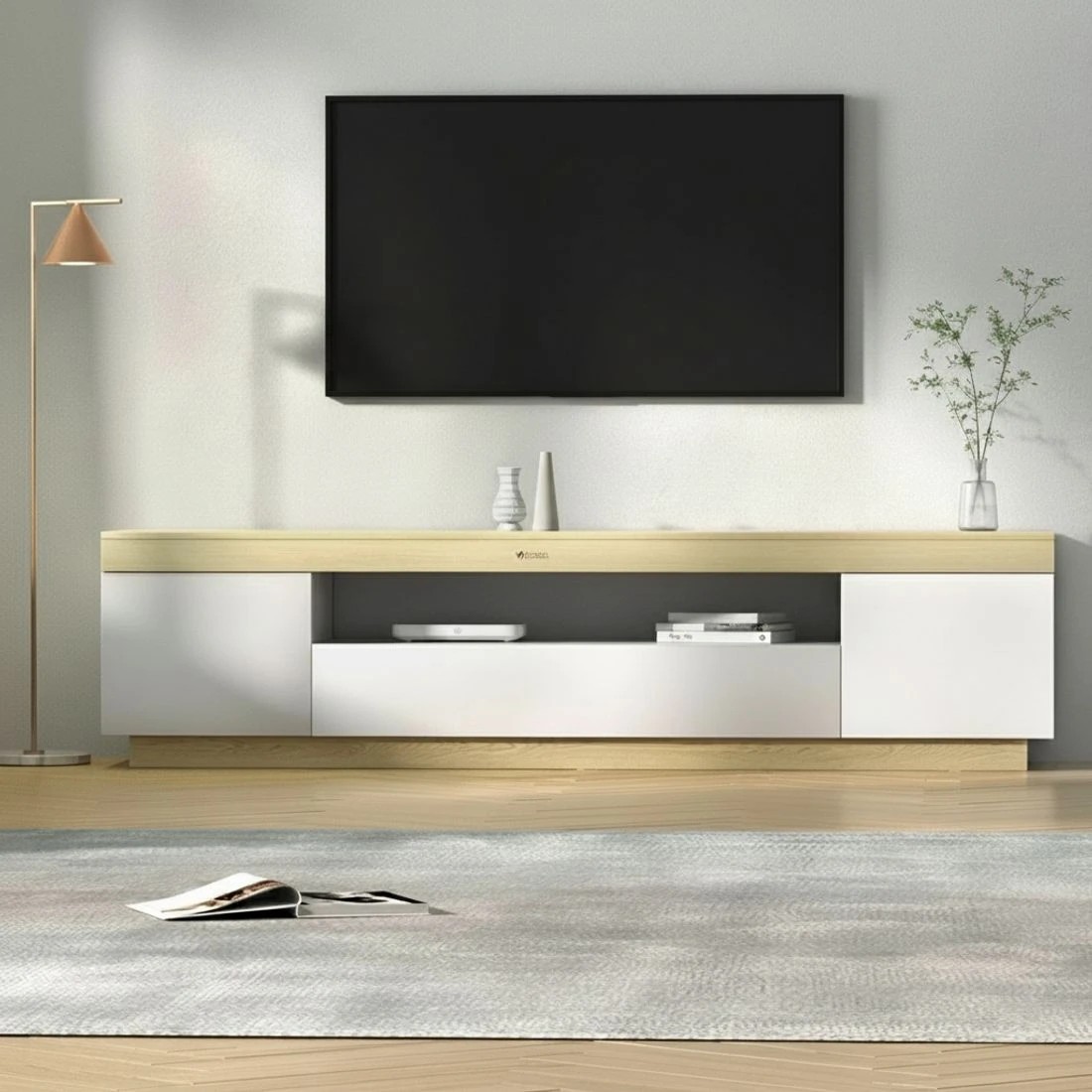 6 Artiss 180cm Entertainment Unit TV Cabinet Two Tone Storage Open Shelf Drawers Durable Stylish Living Room - white, 6 of 6